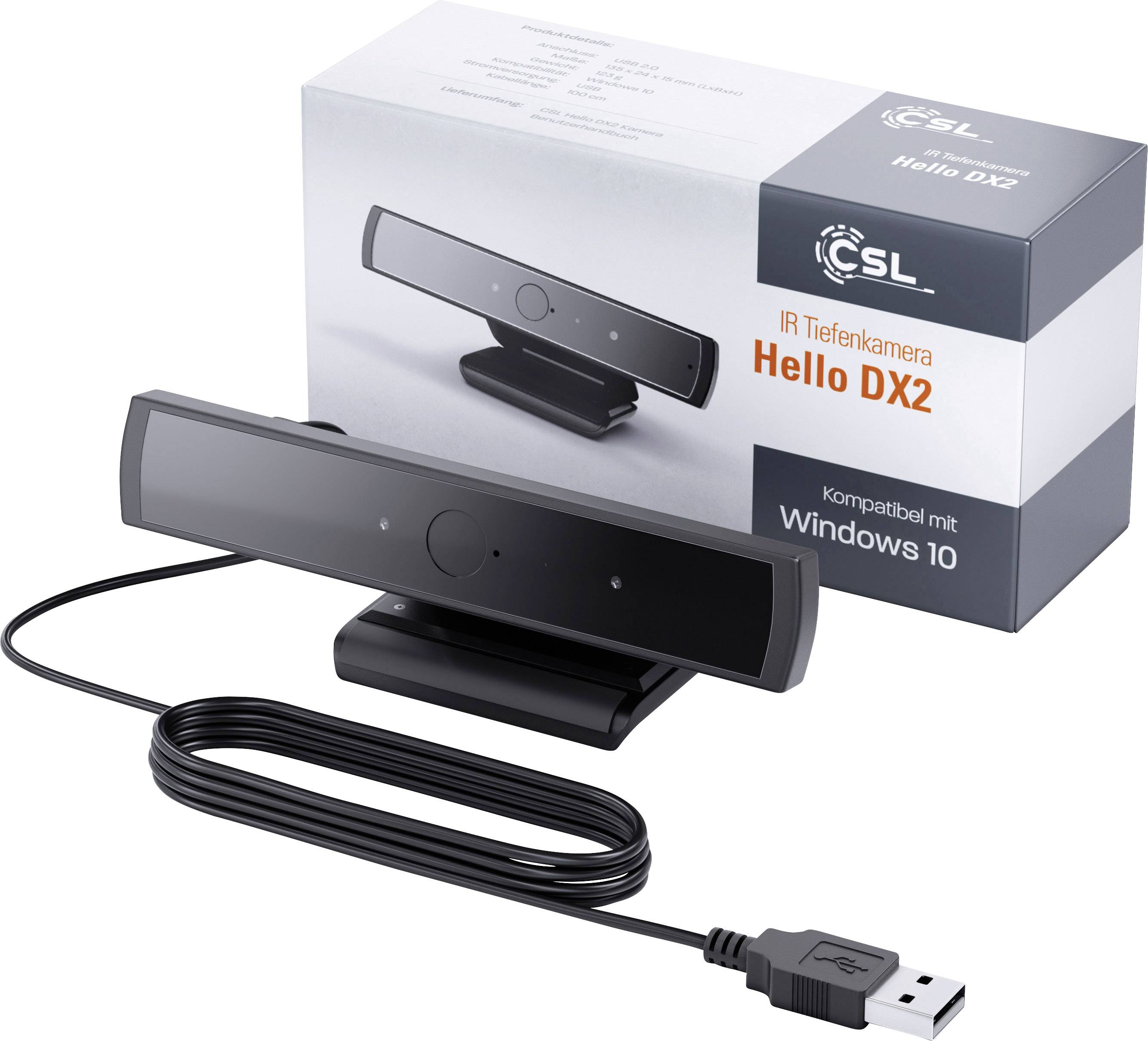 CSL Computer  HD-Webcam 1280 x 720 Pixel für Windows Hello, Klemm-Halterung, Standfuß