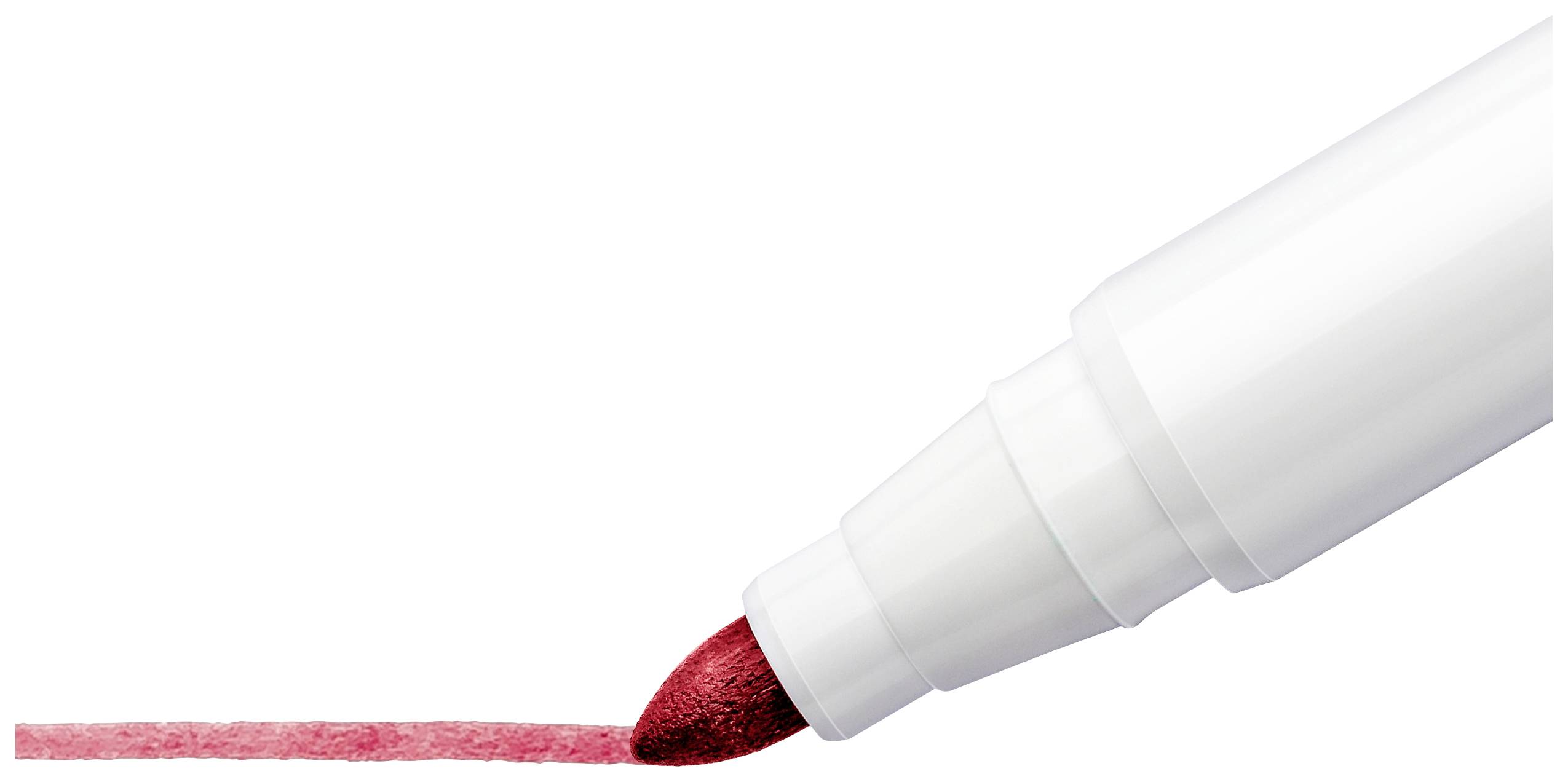 Ein roter Marker zieht eine gerade Linie auf weißem Hintergrund.