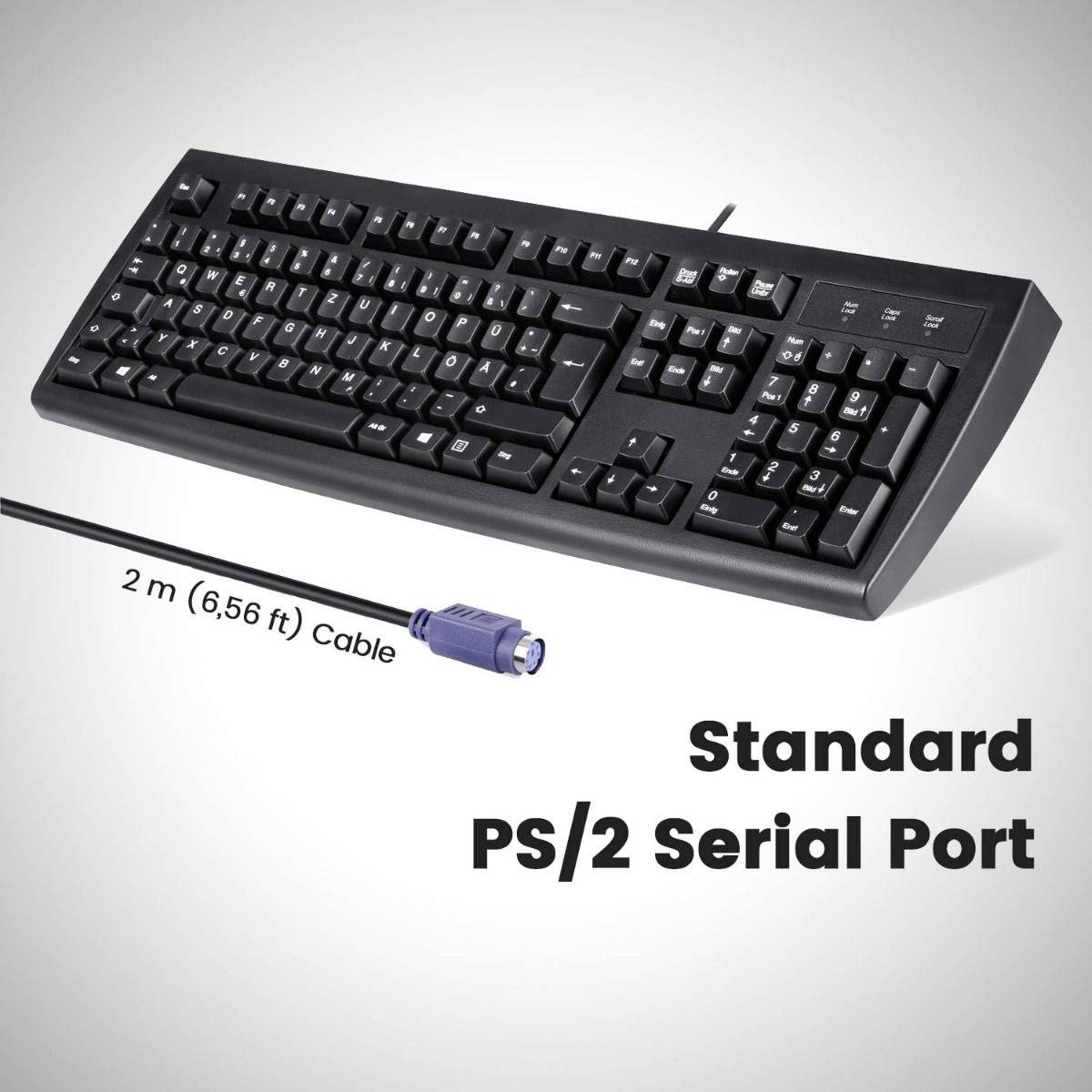 Perixx PERIBOARD-107 P DE B PS2 Tastatur Deutsch, QWERTZ Schwarz PS2-Anschluss