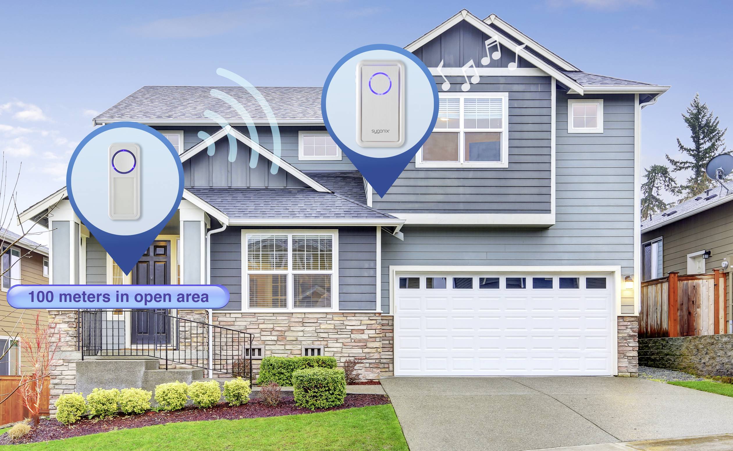 Sygonix SY-4499404 Funkklingel Komplett-Set mit Namensschild, mit Blinklicht