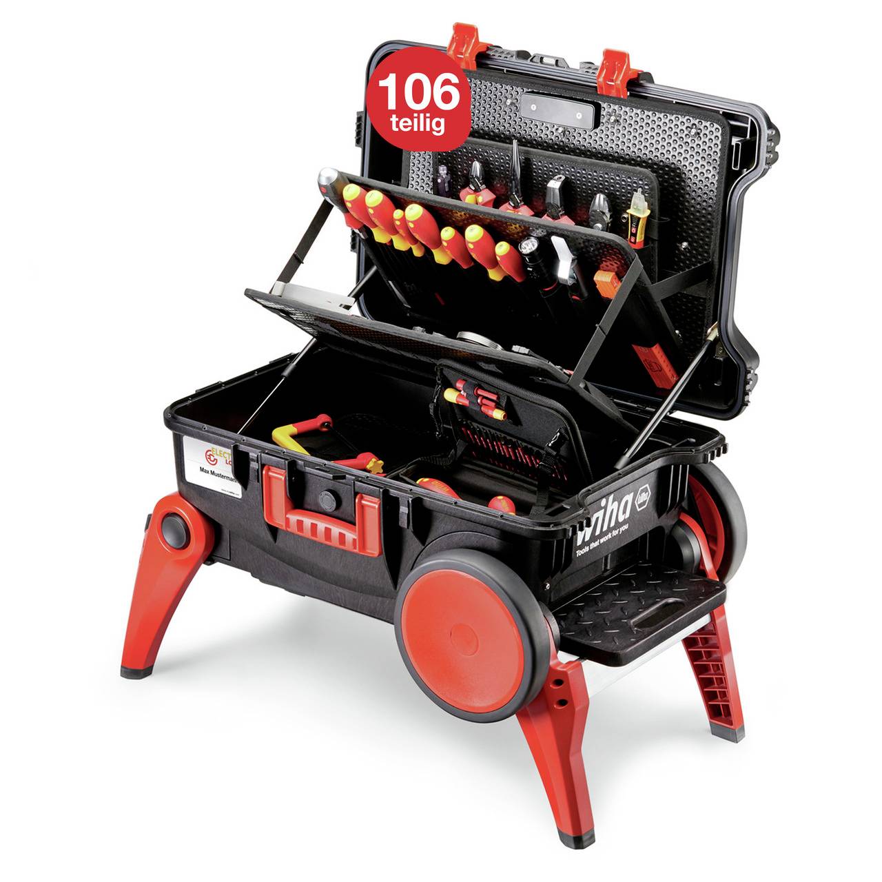 Wiha 44128 Elektriker, Handwerker, Profi, VDE Werkzeugkoffer bestückt 104teilig (L x B x H) 680 x 497 x 336mm