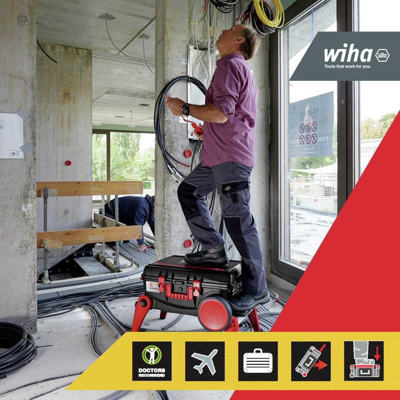 Wiha 44128 Elektriker, Handwerker, Profi, VDE Werkzeugkoffer bestückt 104teilig (L x B x H) 680 x 497 x 336mm