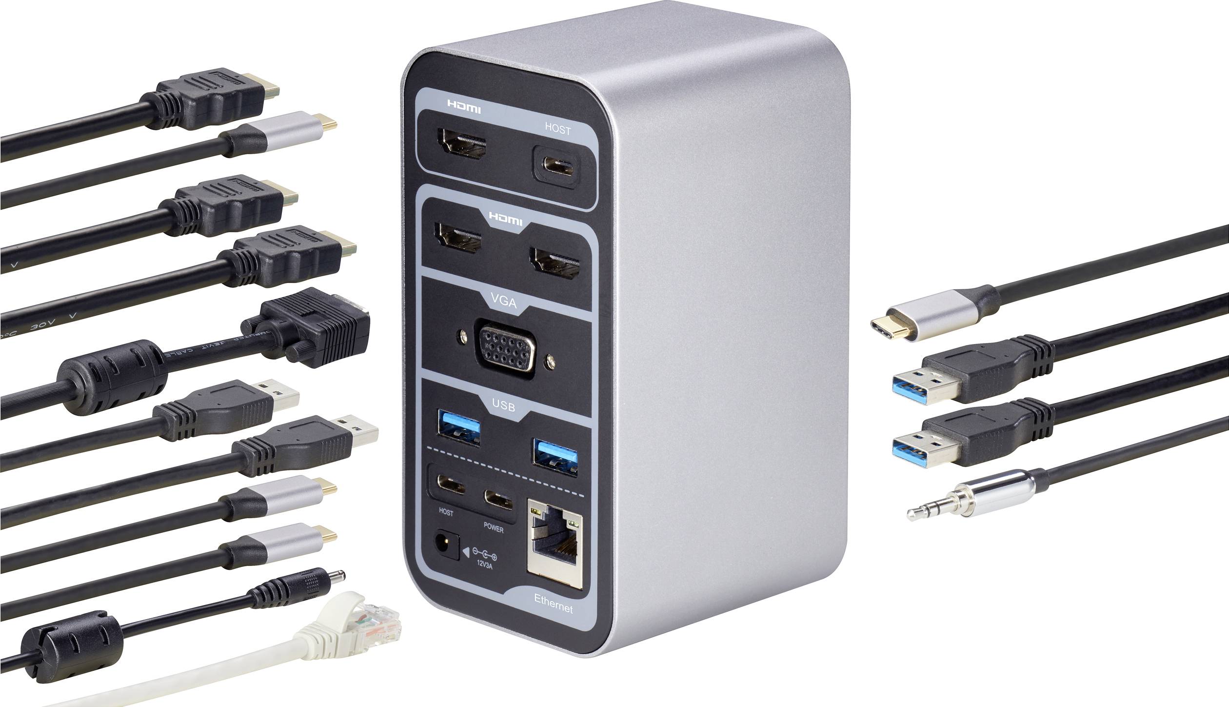 Renkforce USB-C® Dockingstation RF-DKS-650 Passend für Marke Dockingstations: Universal inkl. Ladefunktion