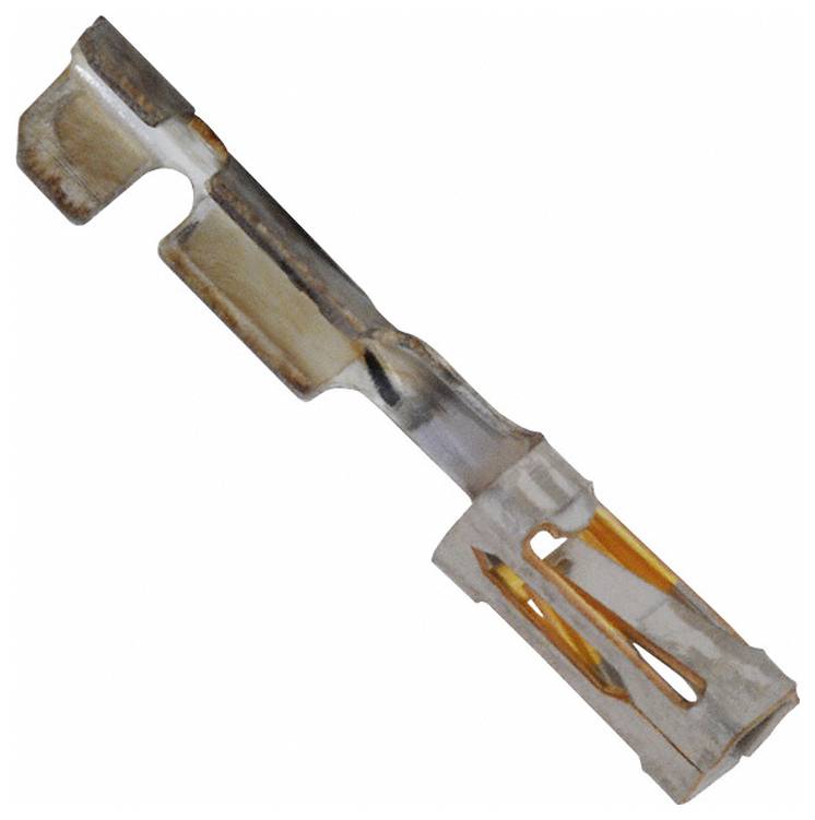 Ein vergoldeter rechtwinkliger koaxialer Stecker neben einer separaten runden Metallkappe auf weißem Hintergrund.