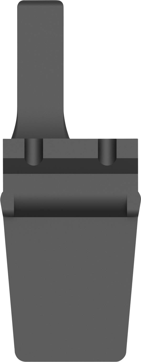 Grauer Metallkasten mit einem vertikalen Griff oben, rechteckige Form.