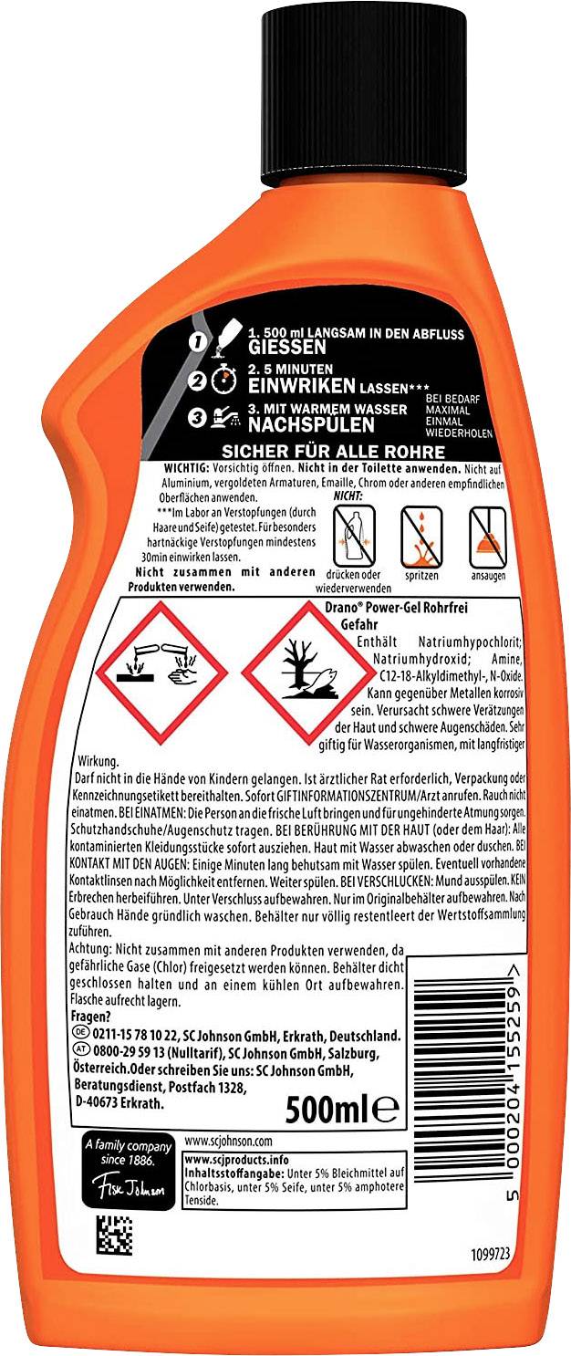 Mr. Muscle Drano Abflussrein. Gel 500ml 4er Set