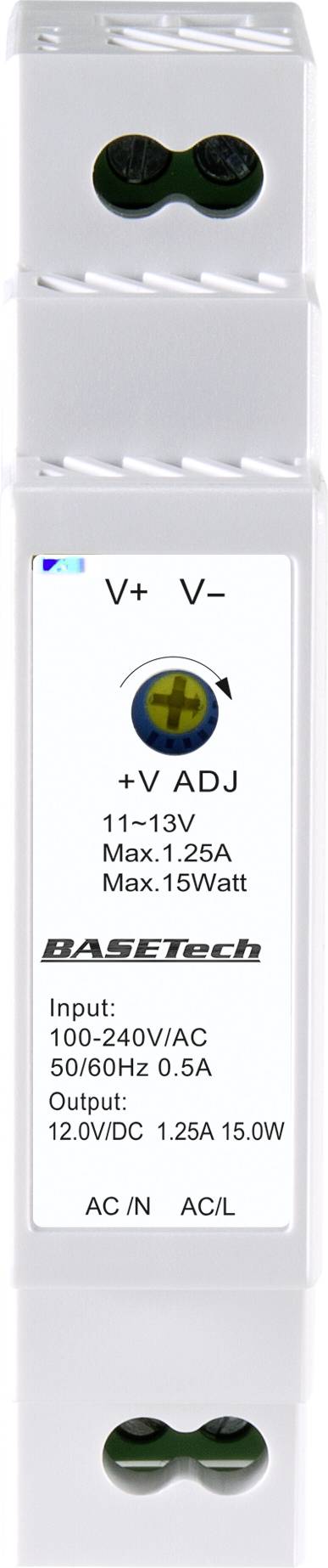 Basetech BT-2250247 Hutschienen-Netzteil (DIN-Rail) 12V 1.25A 15W Anzahl Ausgänge:1 x Inhalt 1St.