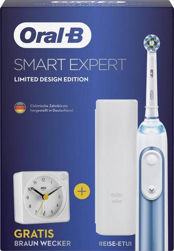 Oral-B SMART Expert Limited Design Edition incl. Braun Wecker Elektrische Zahnbürste Weiß, Blau (m