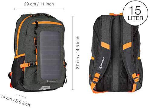 SunnyBag Solarrucksack Explorer+ 15l (B x H x T) 290 x 370 x 140mm Schwarz, Orange 135SO_01