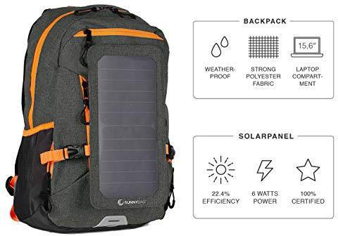 SunnyBag Solarrucksack Explorer+ 15l (B x H x T) 290 x 370 x 140mm Schwarz, Orange 135SO_01