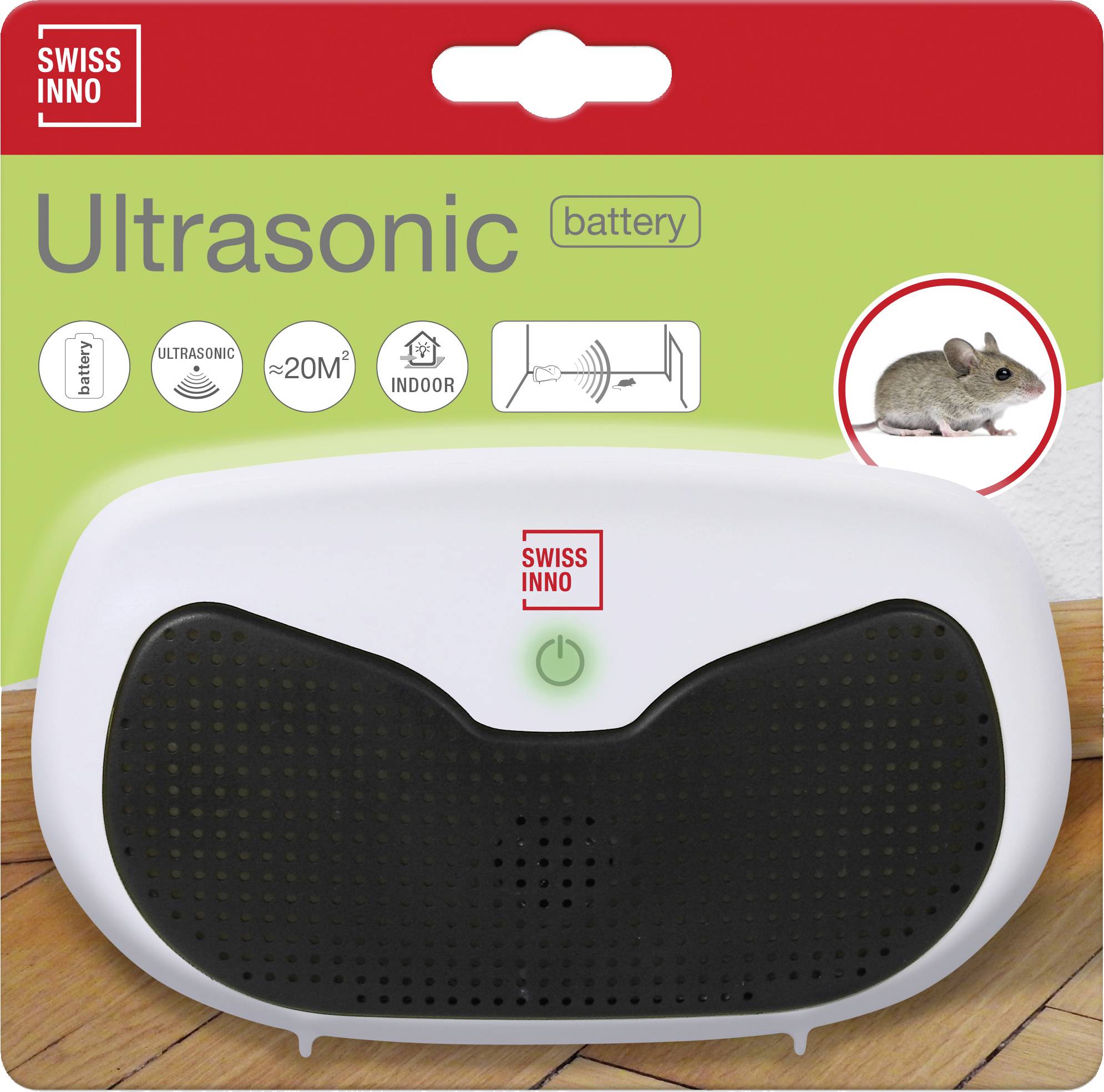 Swissinno Ultrasonic Mobil Schädlingsvertreiber Funktionsart Ultraschall Wirkungsbereich 20m² 1St.