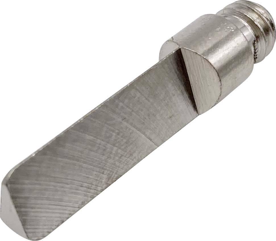 Metallteil mit einem zylindrischen Ende und einer abgeflachten, spatenförmigen Spitze.