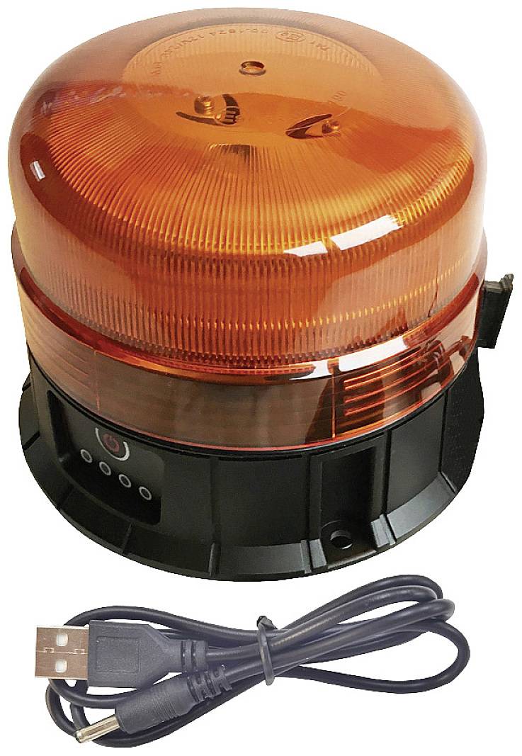 Berger & Schröter Rundumleuchte Akku LED RKL 12/24VR65 20288 5V akkubetrieben Magnet-Befestigung, Schraubfuß, Saugfuß Orange