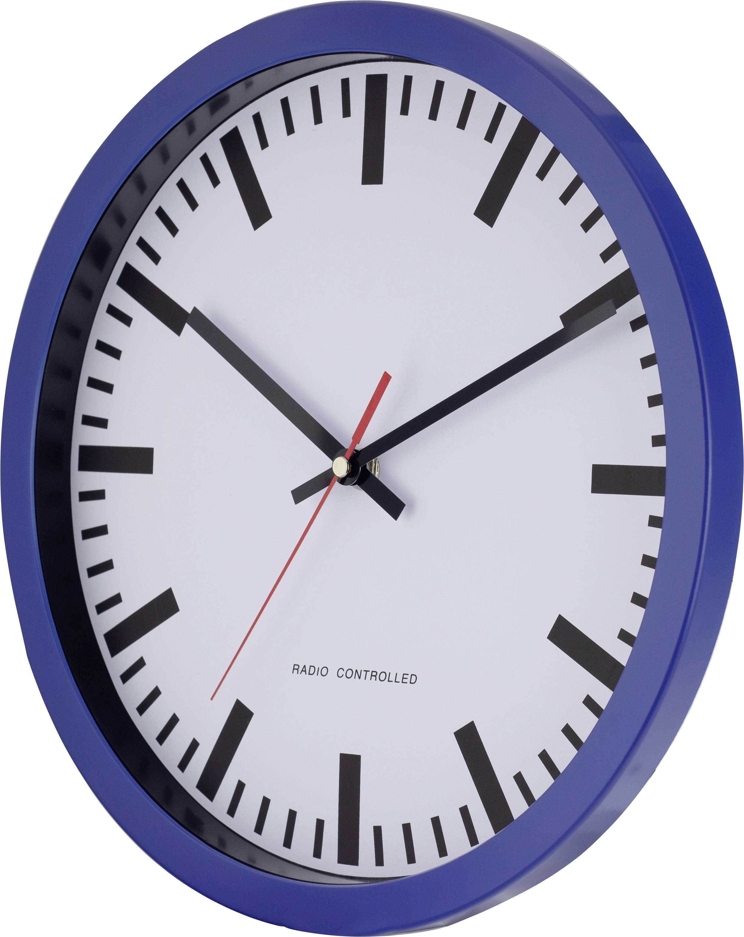 EUROTIME 53830-08 Funk Wanduhr 30cm x 4.5cm Blau Schleichendes Uhrwerk (lautlos)
