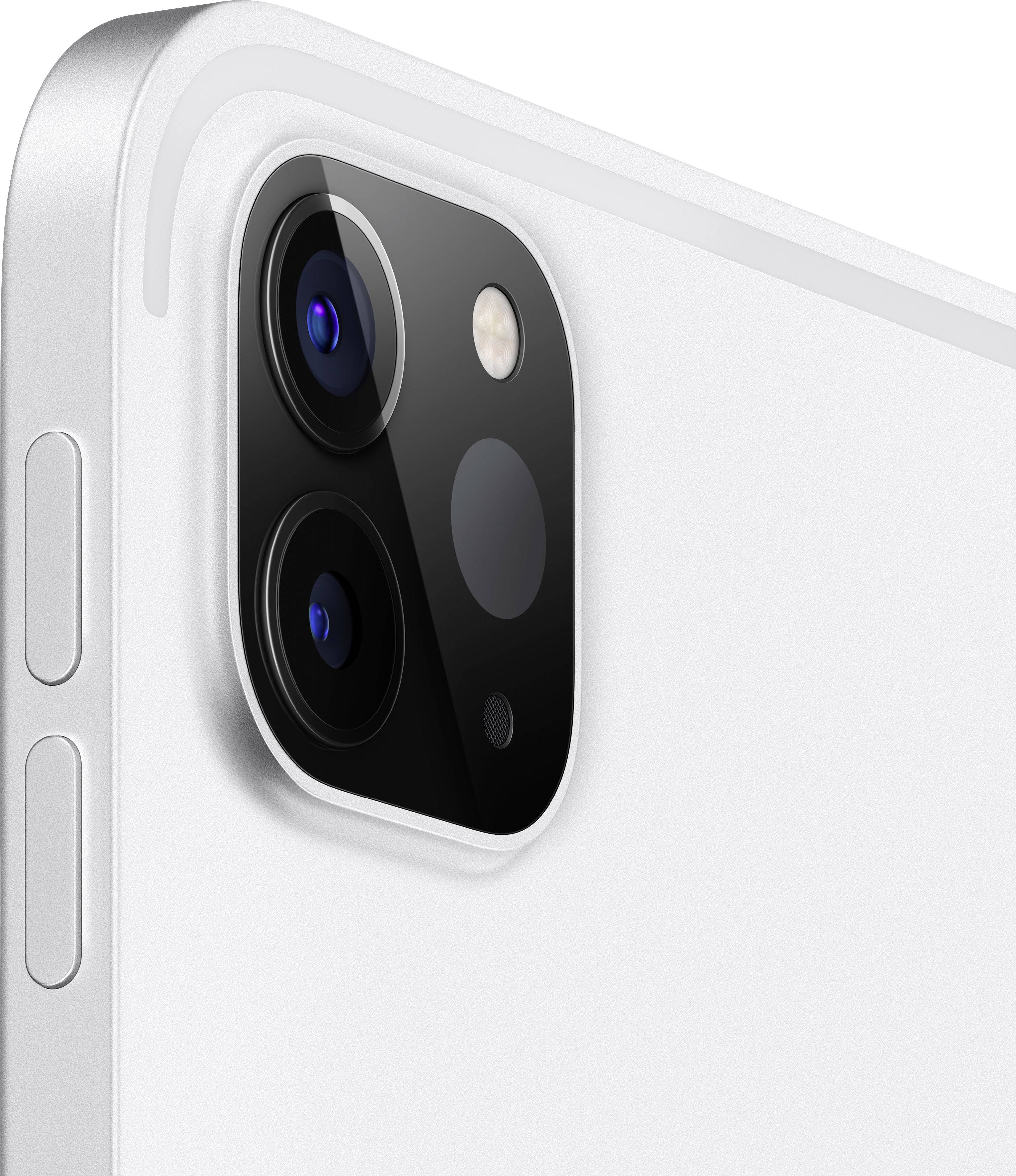 Nahaufnahme der Kamera auf der Rückseite eines weißen Tablets. Das Gerät hat zwei Kameraobjektive und einen Blitz in der Ecke.