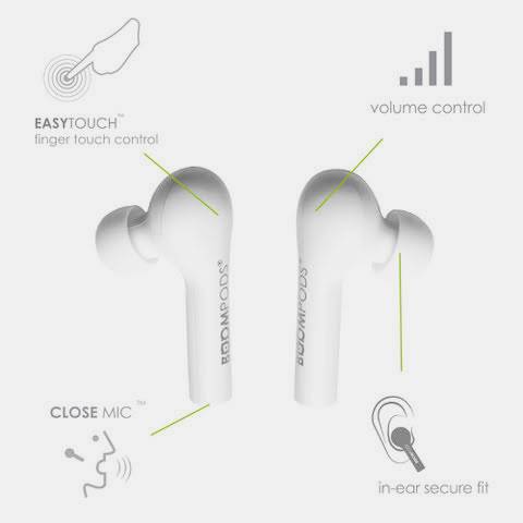 Boompods Bassline In Ear Kopfhörer Bluetooth® Weiß Headset, Magnetisch, Touch-Steuerung