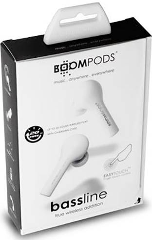 Boompods Bassline In Ear Kopfhörer Bluetooth® Weiß Headset, Magnetisch, Touch-Steuerung