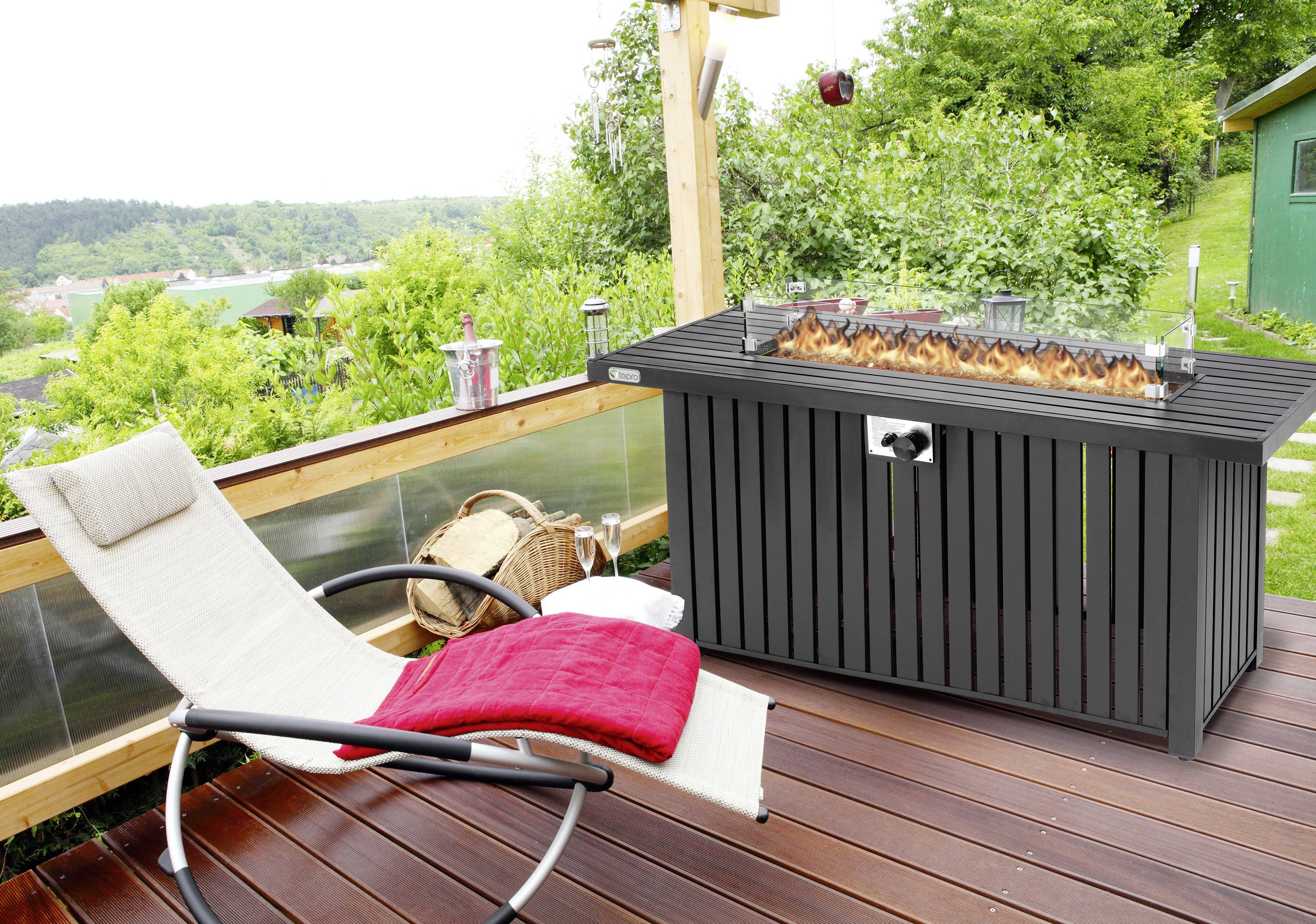 Tepro Garten Topeka XL Gas Feuerstelle Schwarz