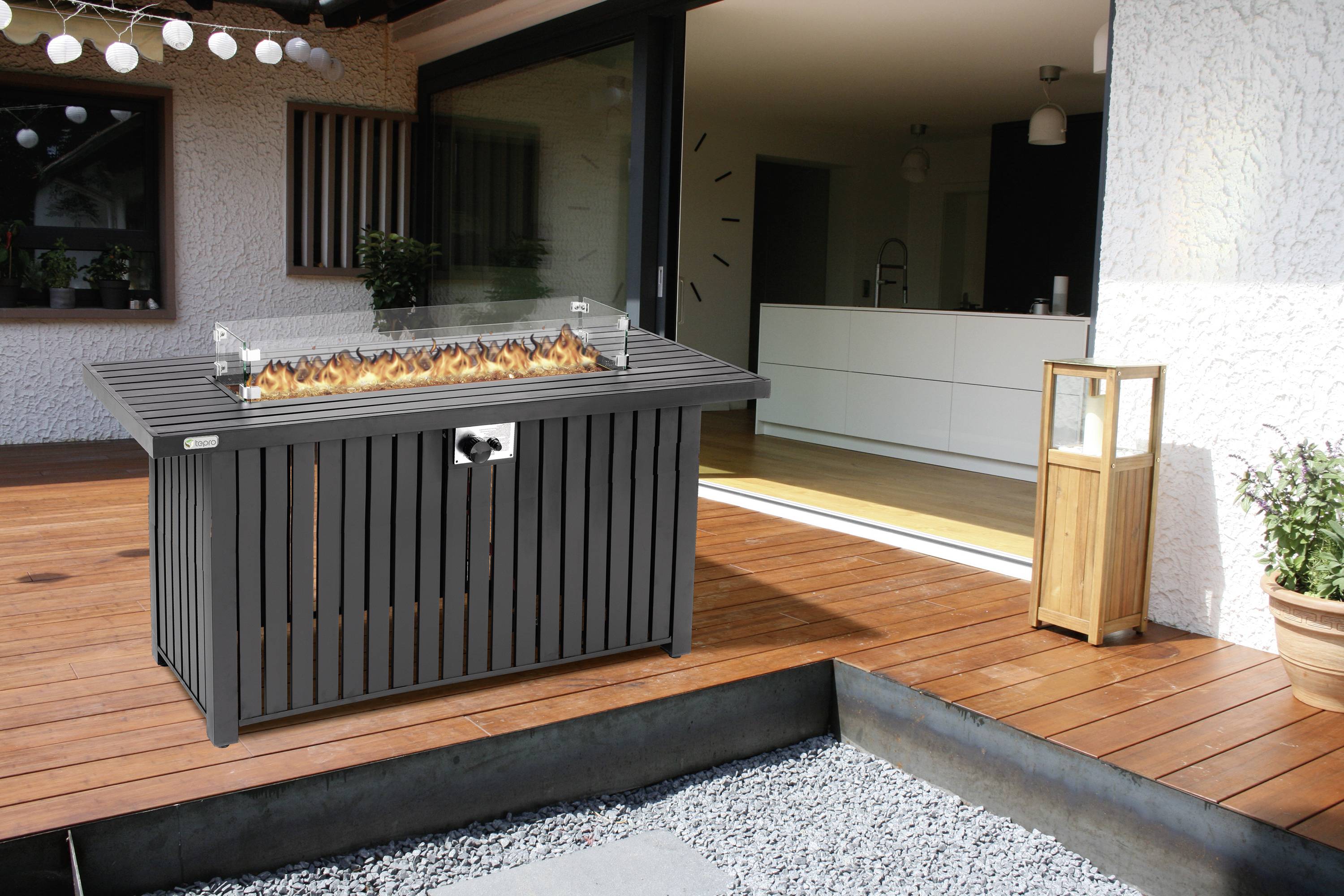 Tepro Garten Topeka XL Gas Feuerstelle Schwarz