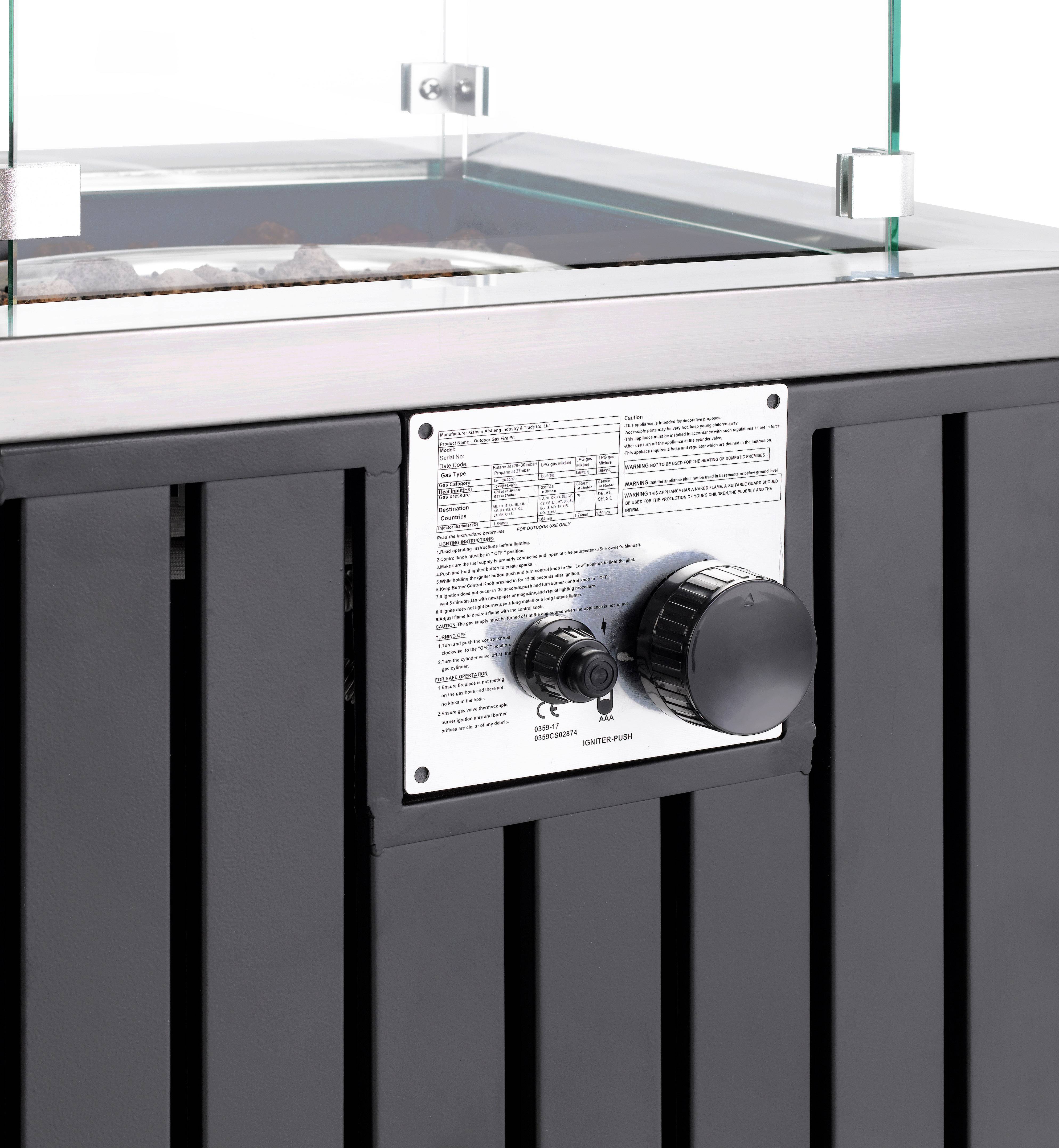 Tepro Garten Topeka XL Gas Feuerstelle Schwarz