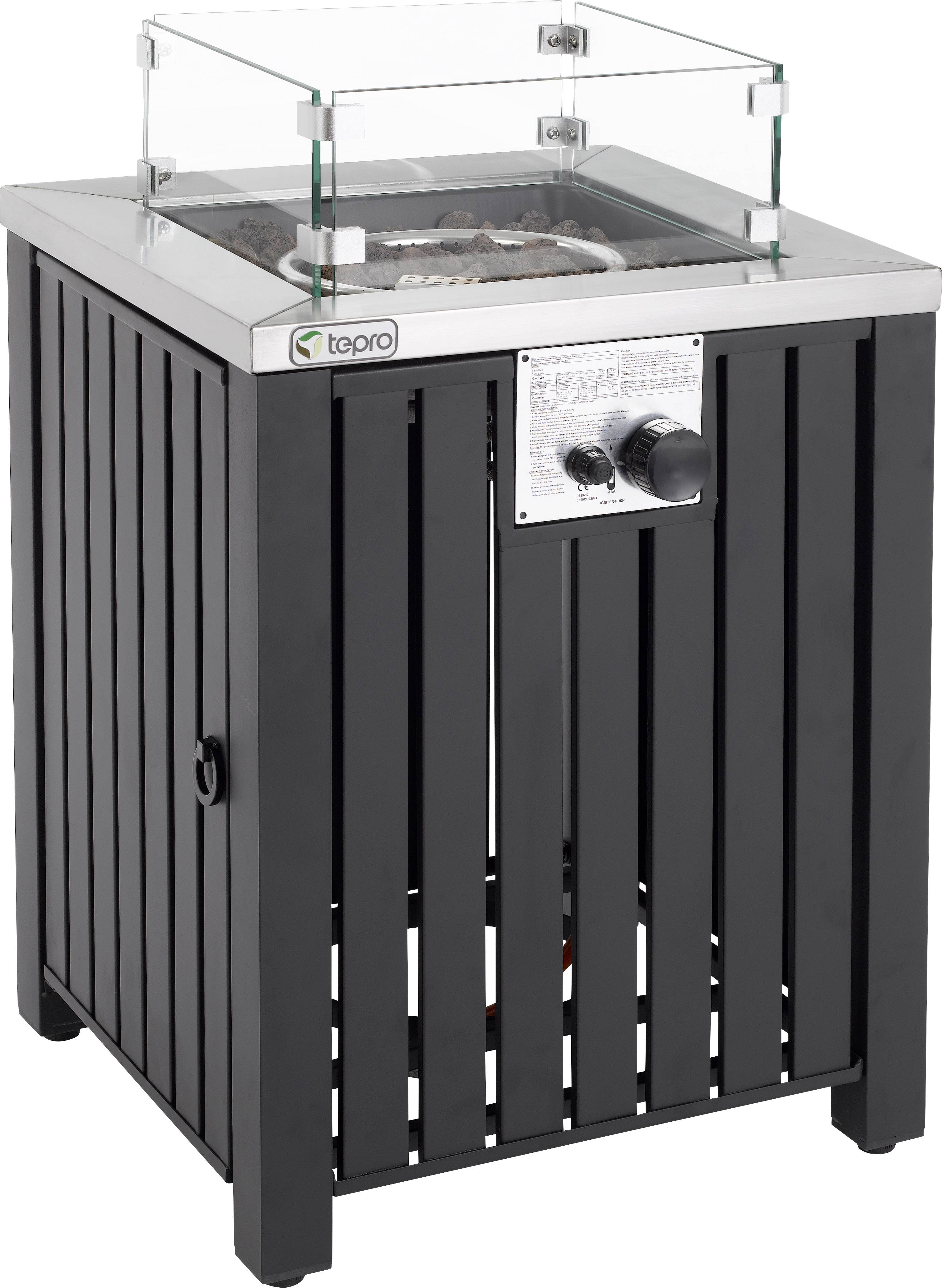 tepro Garten Topeka XL Gas Feuerstelle Schwarz