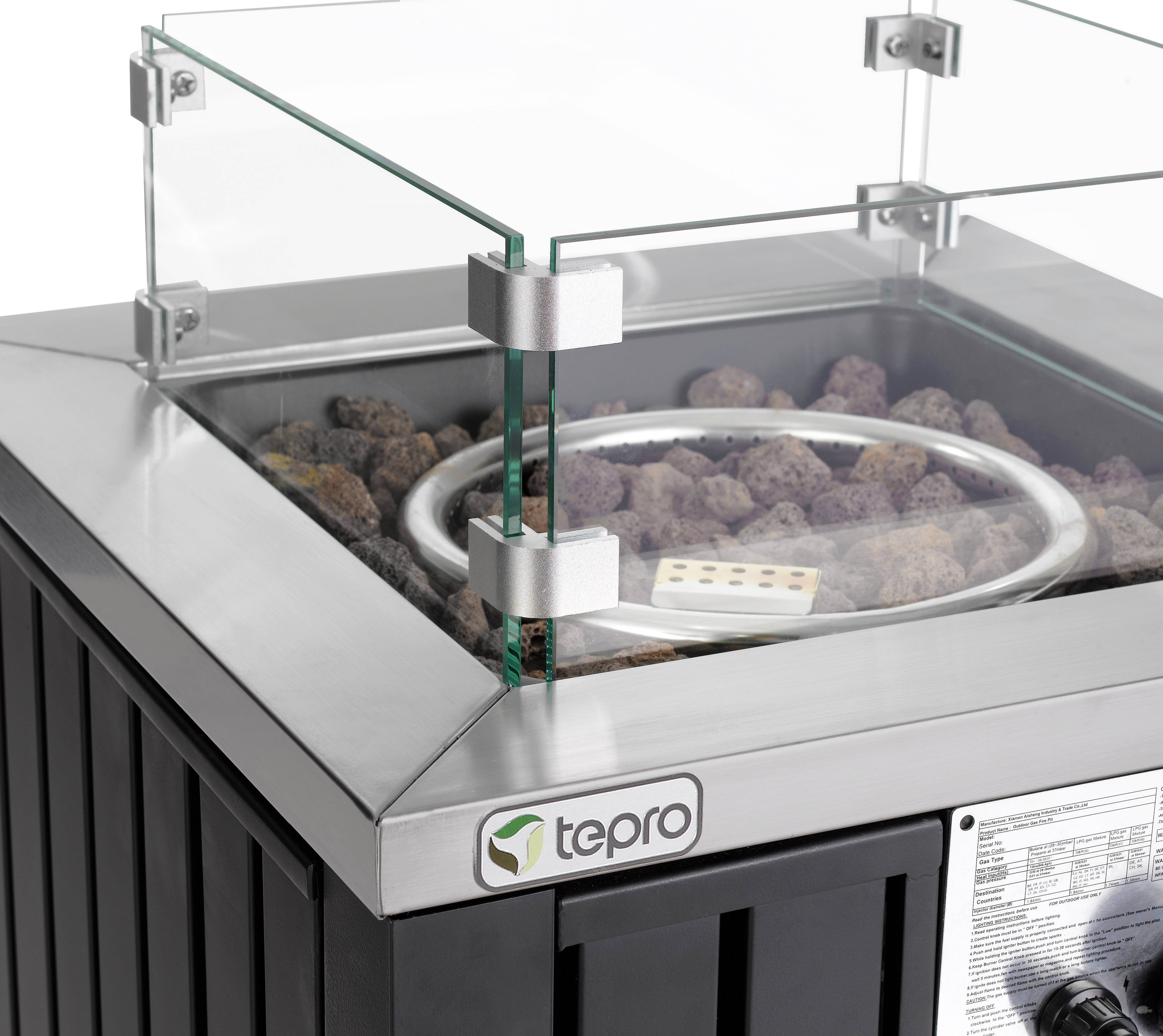 tepro Garten Topeka XL Gas Feuerstelle Schwarz