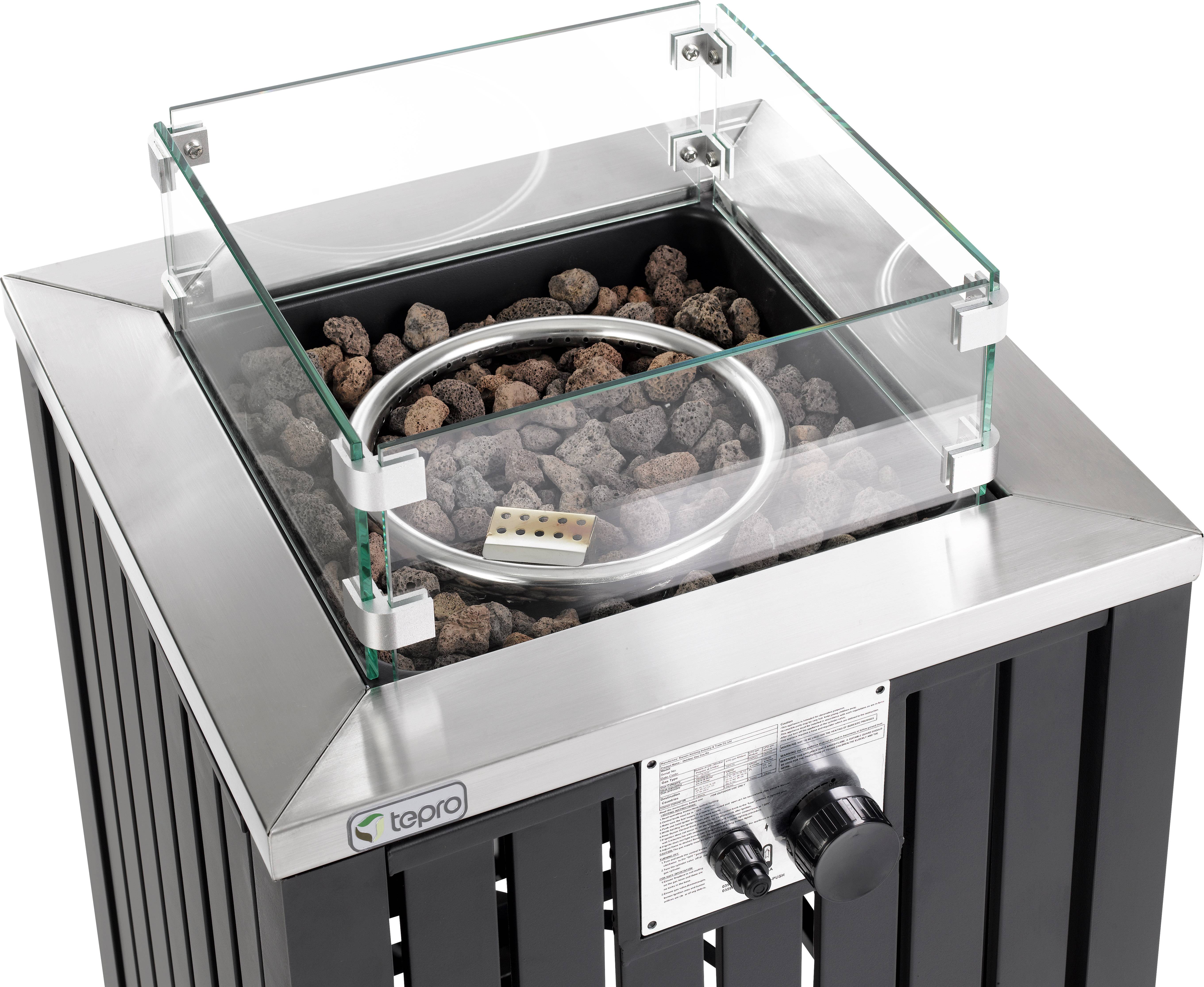 Tepro Garten Topeka XL Gas Feuerstelle Schwarz