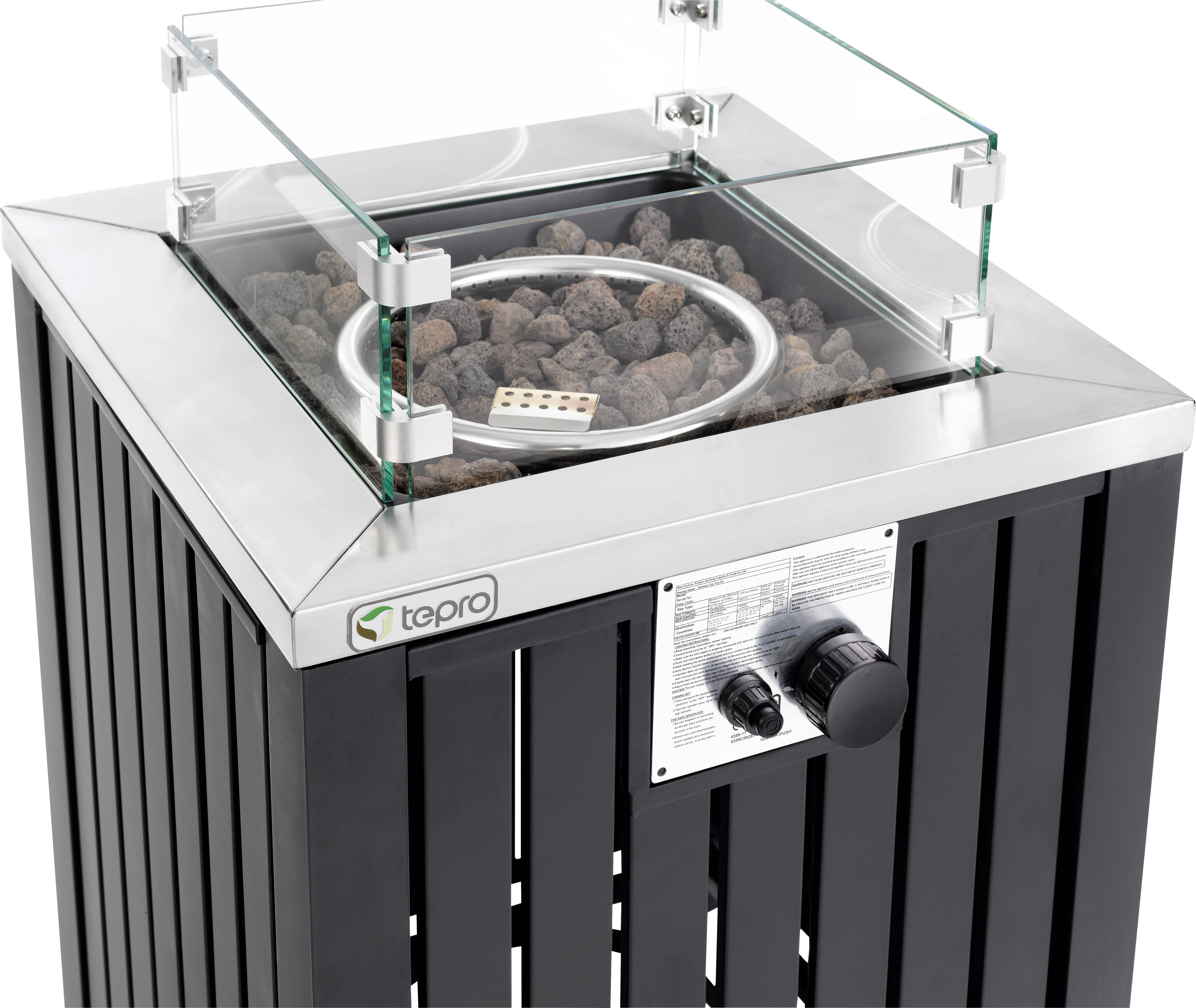 Tepro Garten Topeka XL Gas Feuerstelle Schwarz