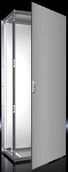 Metallschrank mit geöffneter Tür, zeigt Innenraum. Ideal für IT- oder Elektronikausrüstung. Elegant und modern im Design.