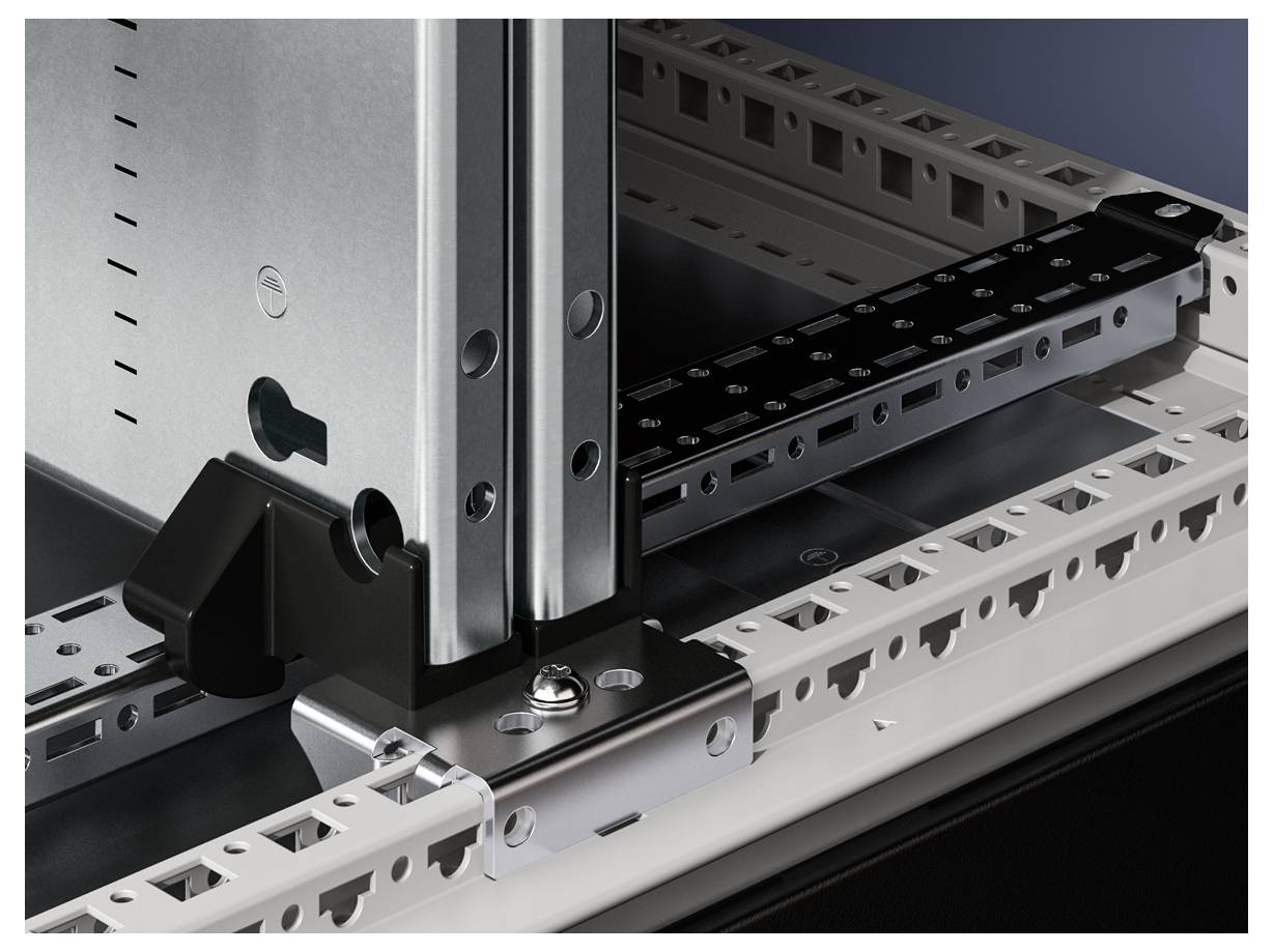 Metallrahmen mit Schienen und Befestigungselementen, zeigt technische Struktur und Installation in industriellem Kontext.