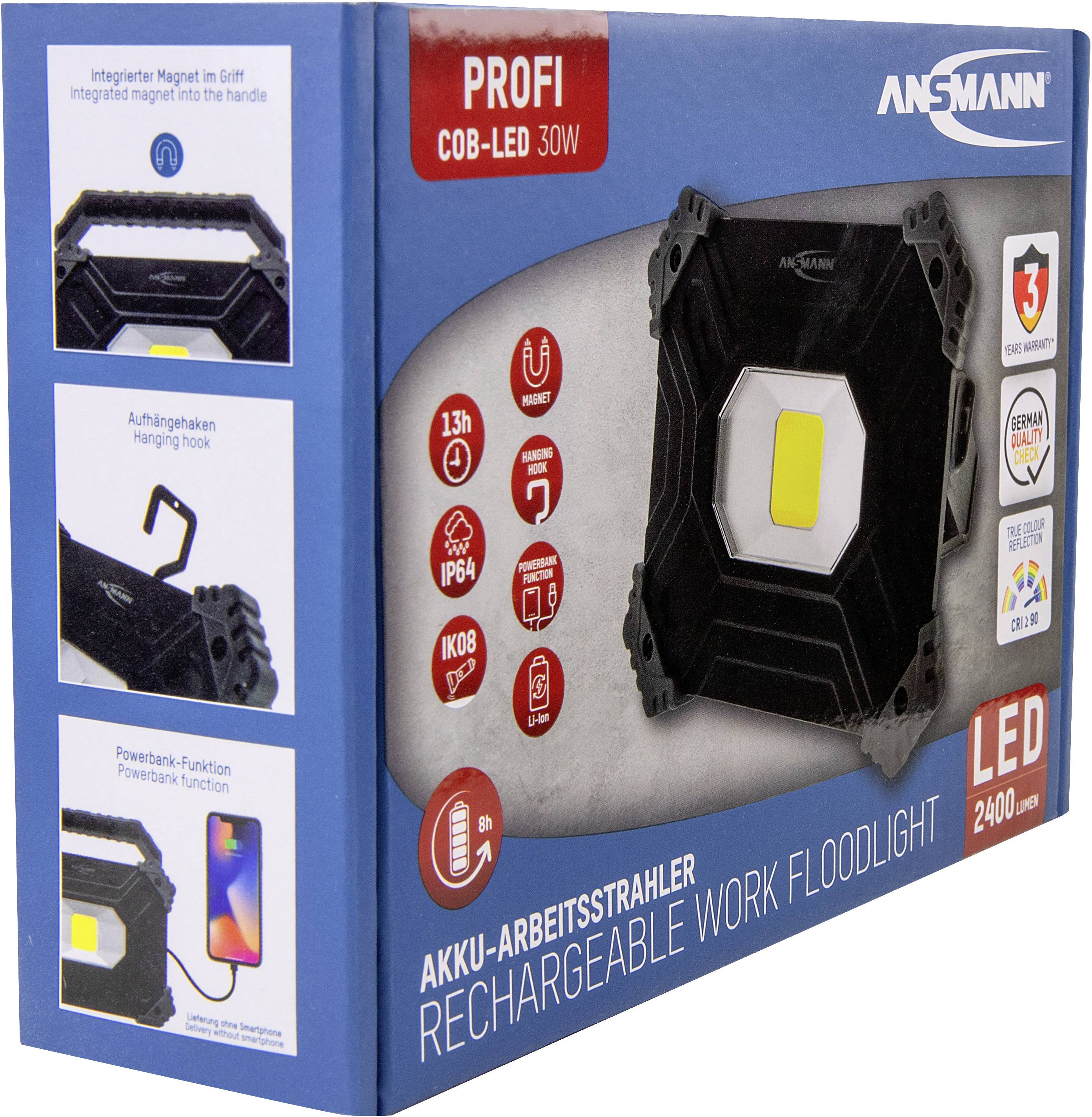 Ansmann 1600-0394 FL2500R LED Arbeitsleuchte akkubetrieben 30W 2400lm
