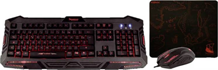 Konix Drakkar Raider Pack Kabelgebunden Gaming-Tastatur, Maus-Set Deutsch, QWERTZ Schwarz