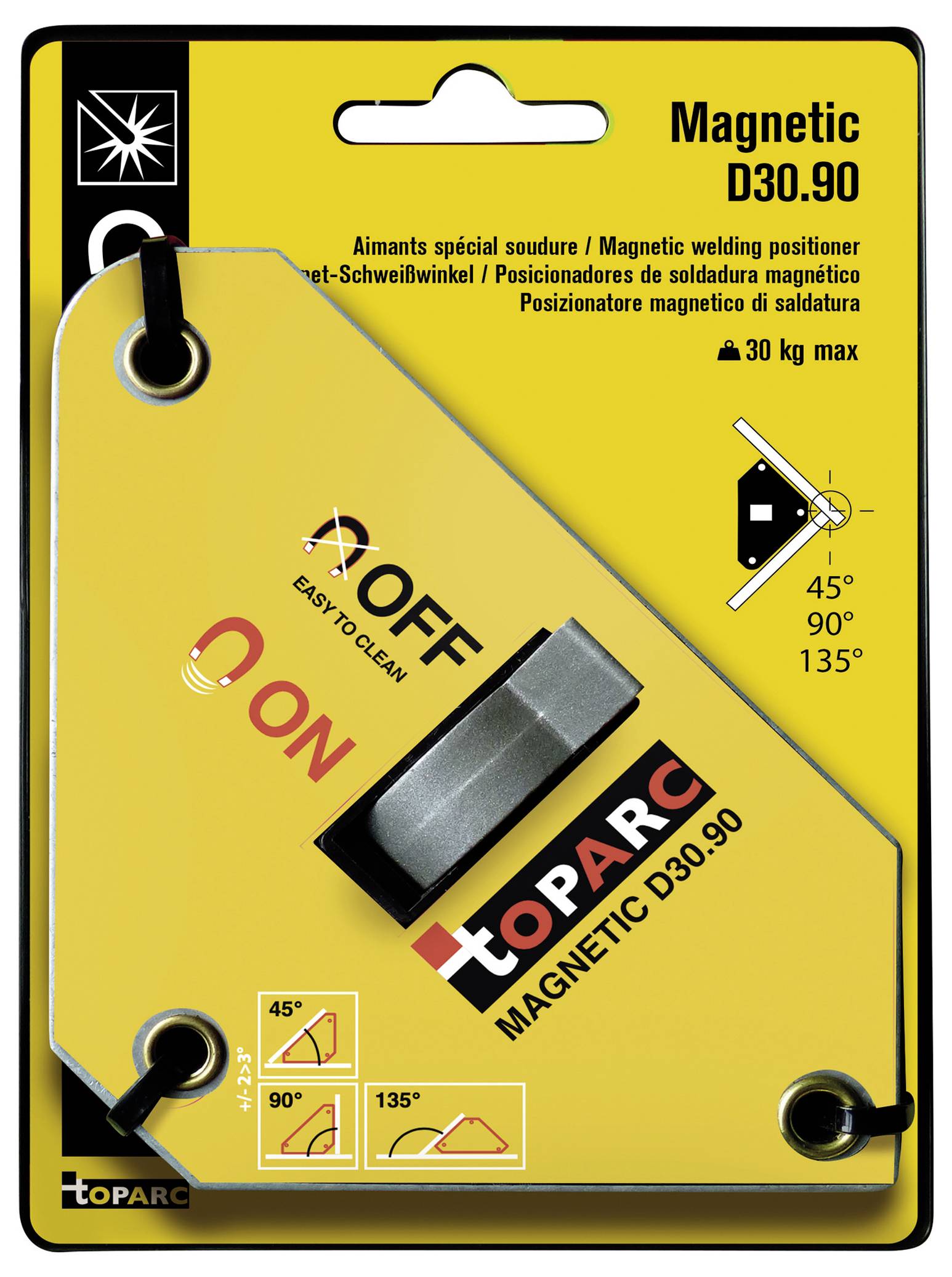 Toparc 044197 Magnet-Schweißwinkel MAGNETIC D30.90