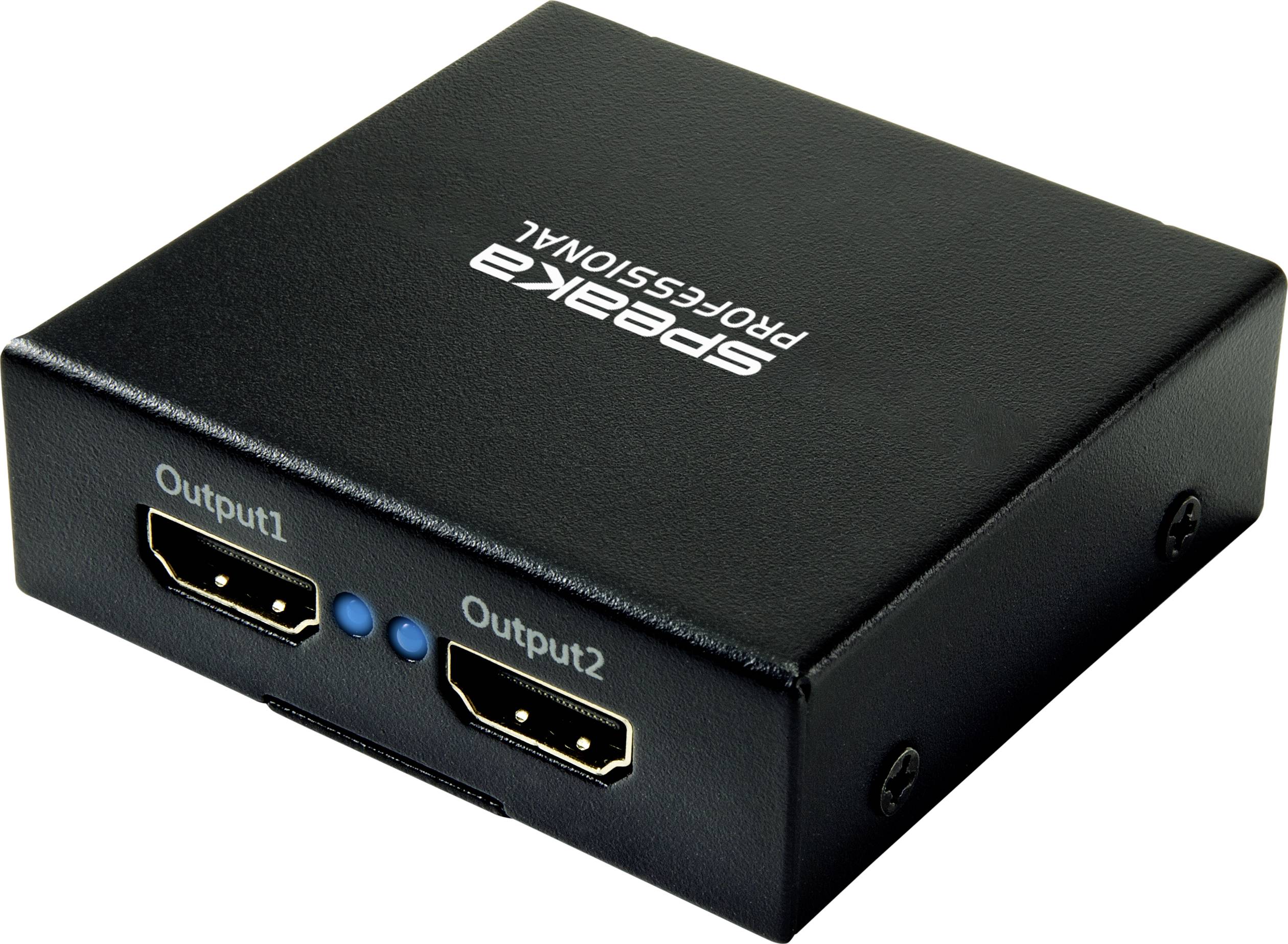 SpeaKa Professional SP-HDS-220 1+2 Port HDMI-Splitter Ultra HD-fähig 3840 x 2160 Pixel Schwarz