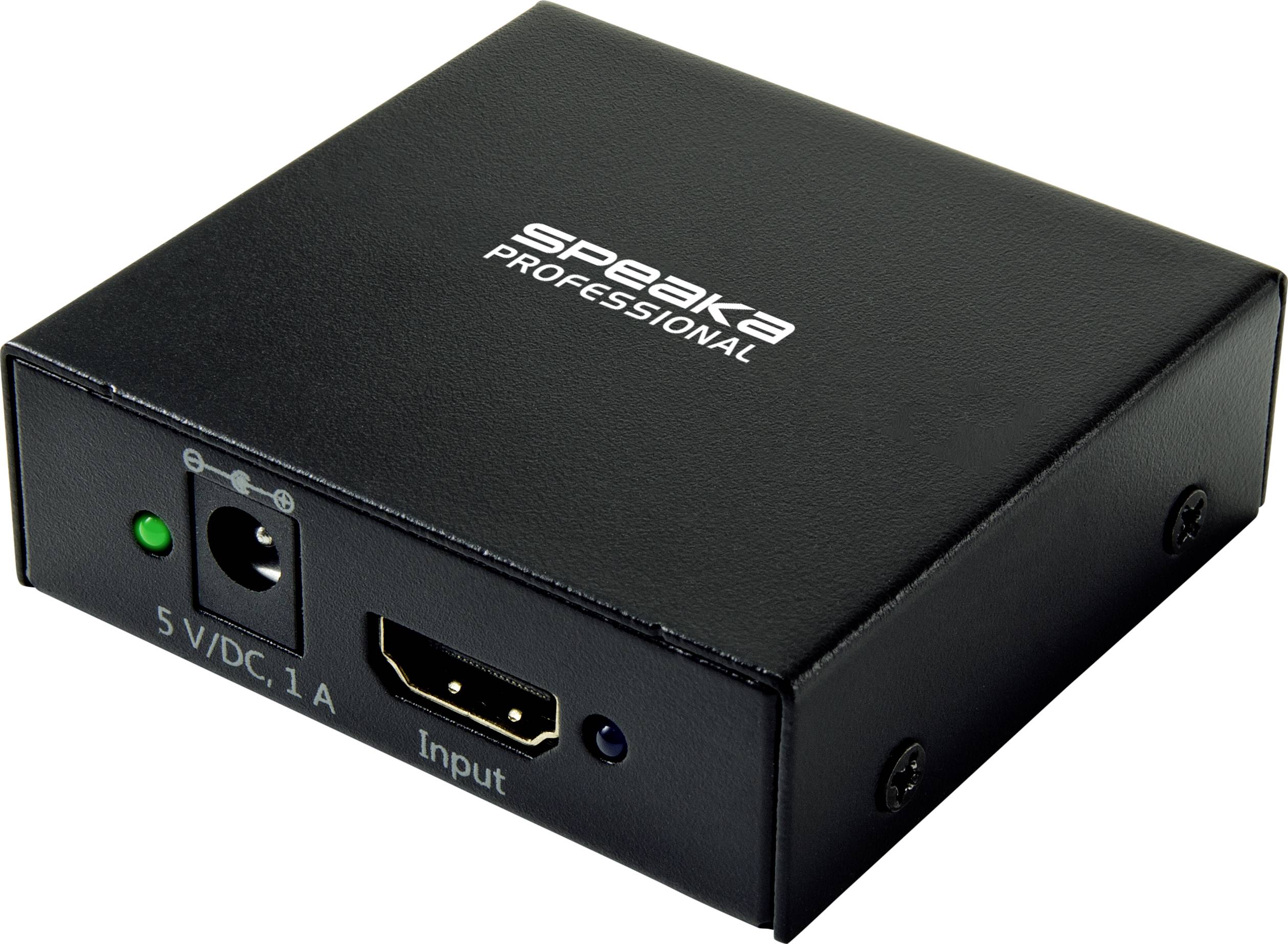 SpeaKa Professional SP-HDS-220 1+2 Port HDMI-Splitter Ultra HD-fähig 3840 x 2160 Pixel Schwarz