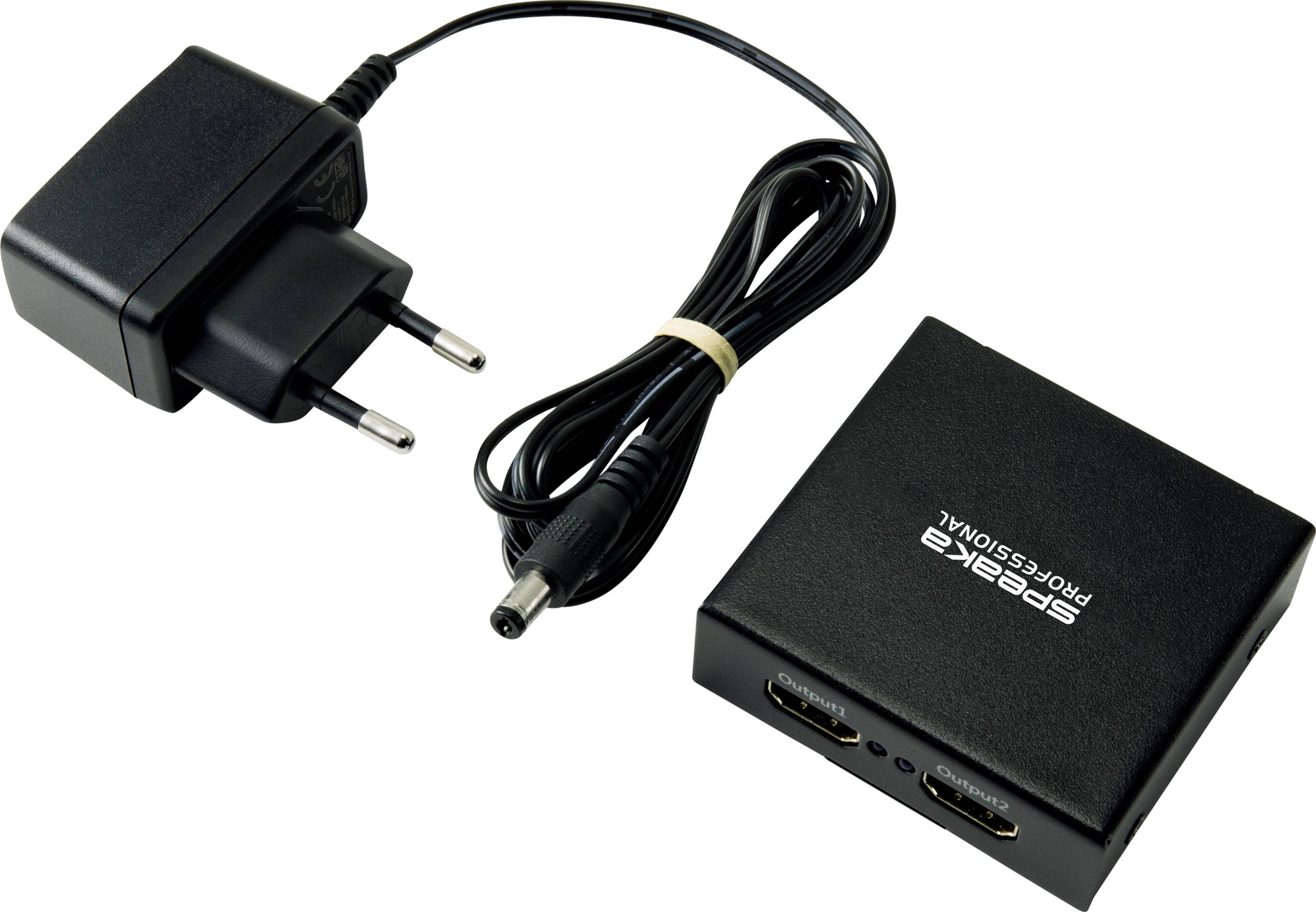 SpeaKa Professional SP-HDS-220 1+2 Port HDMI-Splitter Ultra HD-fähig 3840 x 2160 Pixel Schwarz