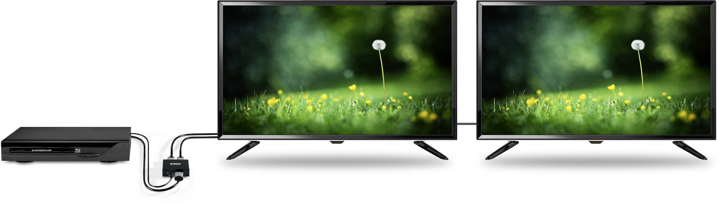 SpeaKa Professional SP-HDS-220 1+2 Port HDMI-Splitter Ultra HD-fähig 3840 x 2160 Pixel Schwarz