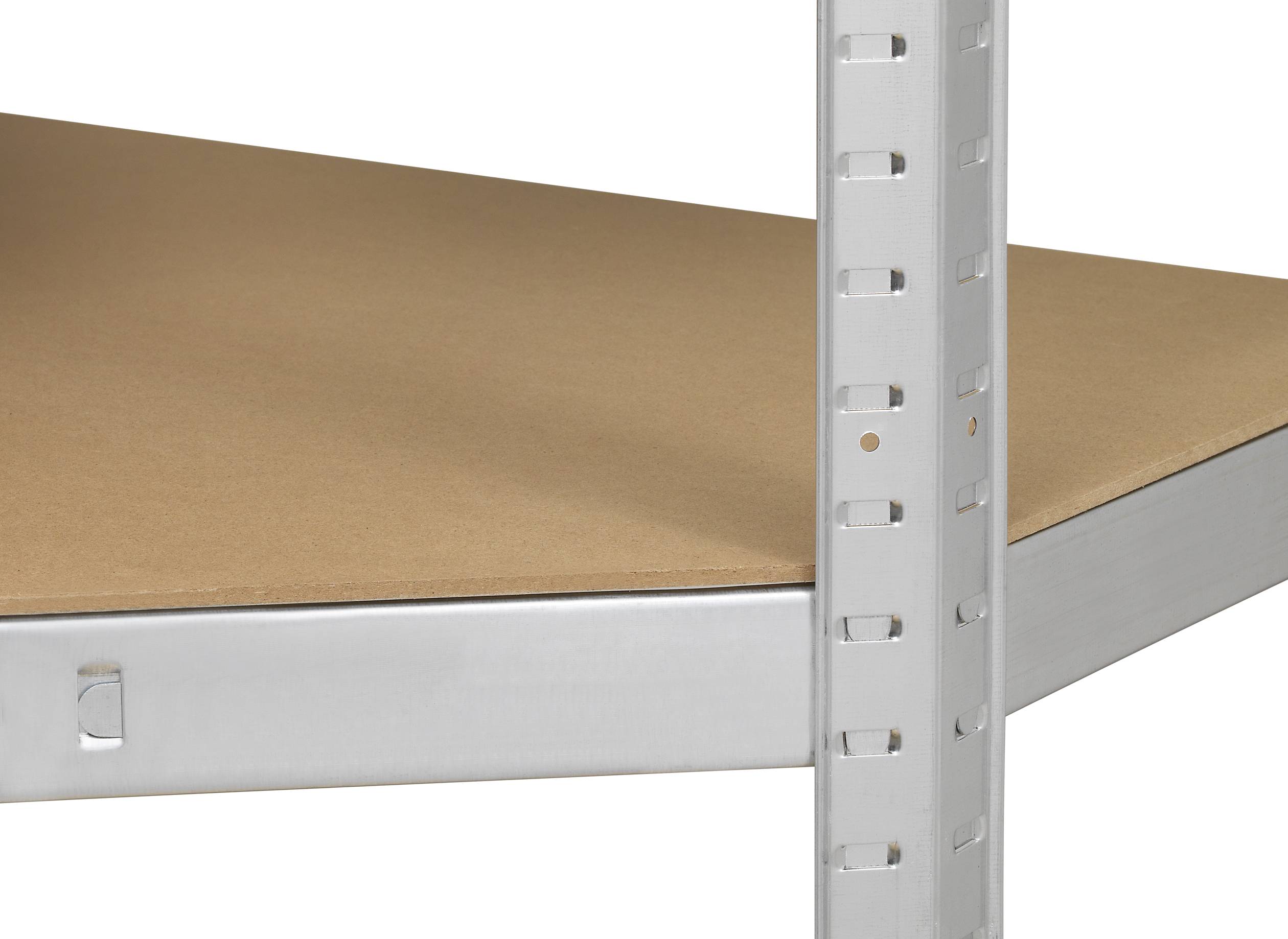 TOOLCRAFT KPW77 Lagerregal-Eckmodul 175kg (B x H x T) 700 x 1800 x 700mm Metall, MDF Verzinkt, Silber Holzboden