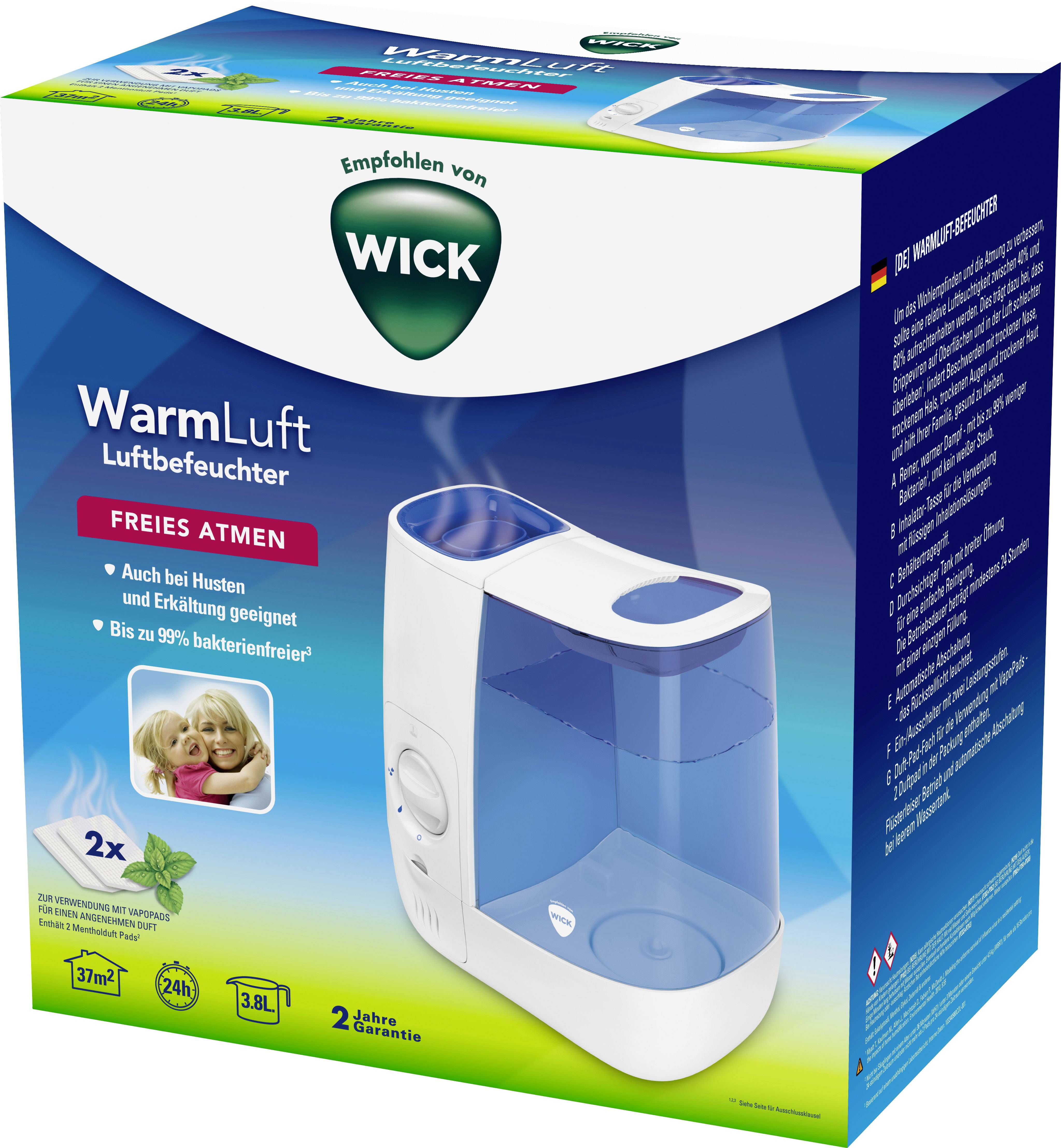 Wick WH845E2 Warmluftbefeuchter 37 m² Blau, Weiß 1 St.