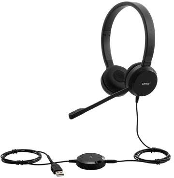 Lenovo Pro Wired Stereo VOIP On Ear Headset kabelgebunden Stereo Schwarz Mikrofon-Rauschunterdrückung Mikrofon-Stummschaltung Computer