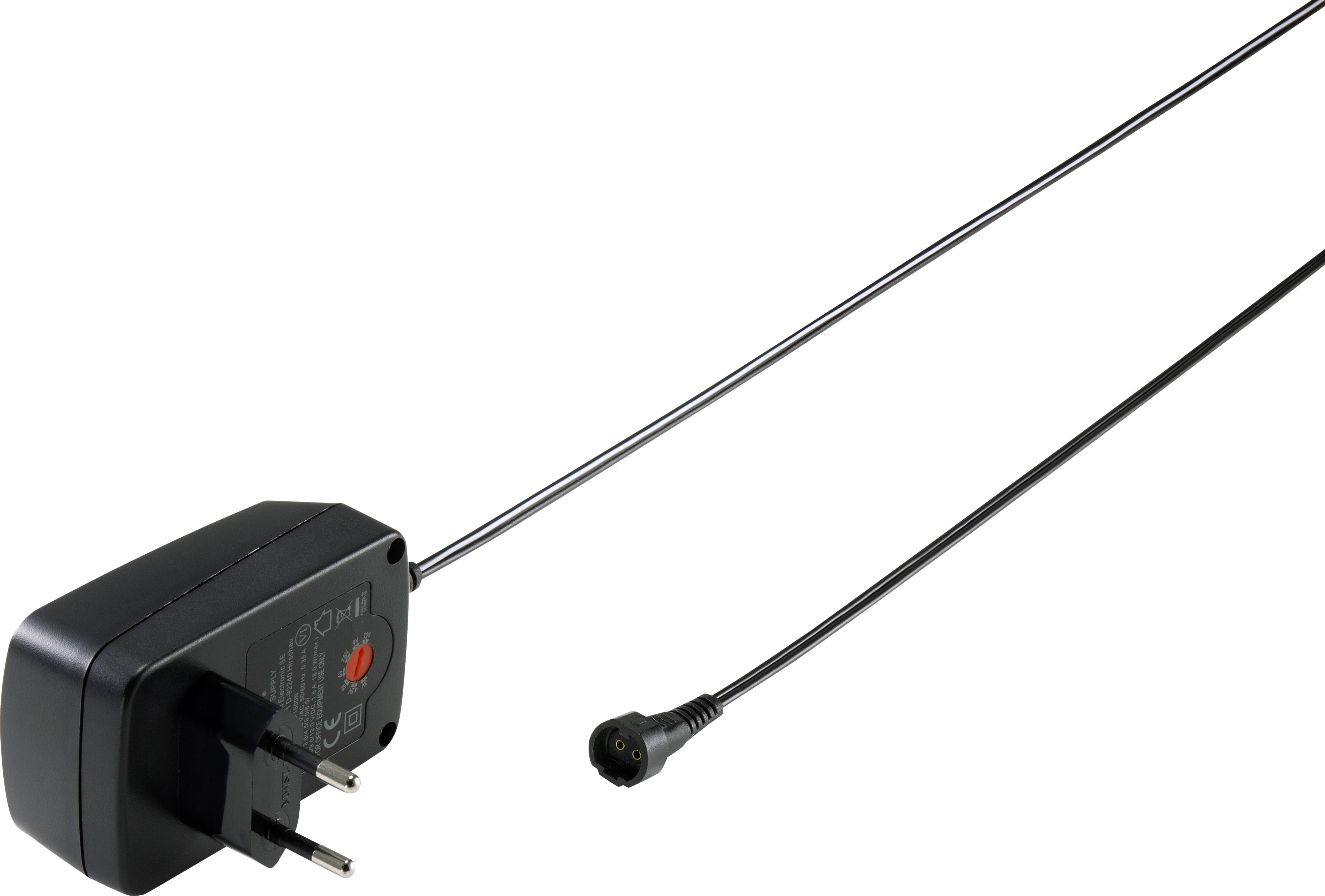 VOLTCRAFT VC-11258700 Steckernetzteil, einstellbar 3 V/DC, 4.5 V/DC, 5 V/DC, 6 V/DC, 7.5 V/DC, 9 V/DC, 12 V/DC 1.5A 18W
