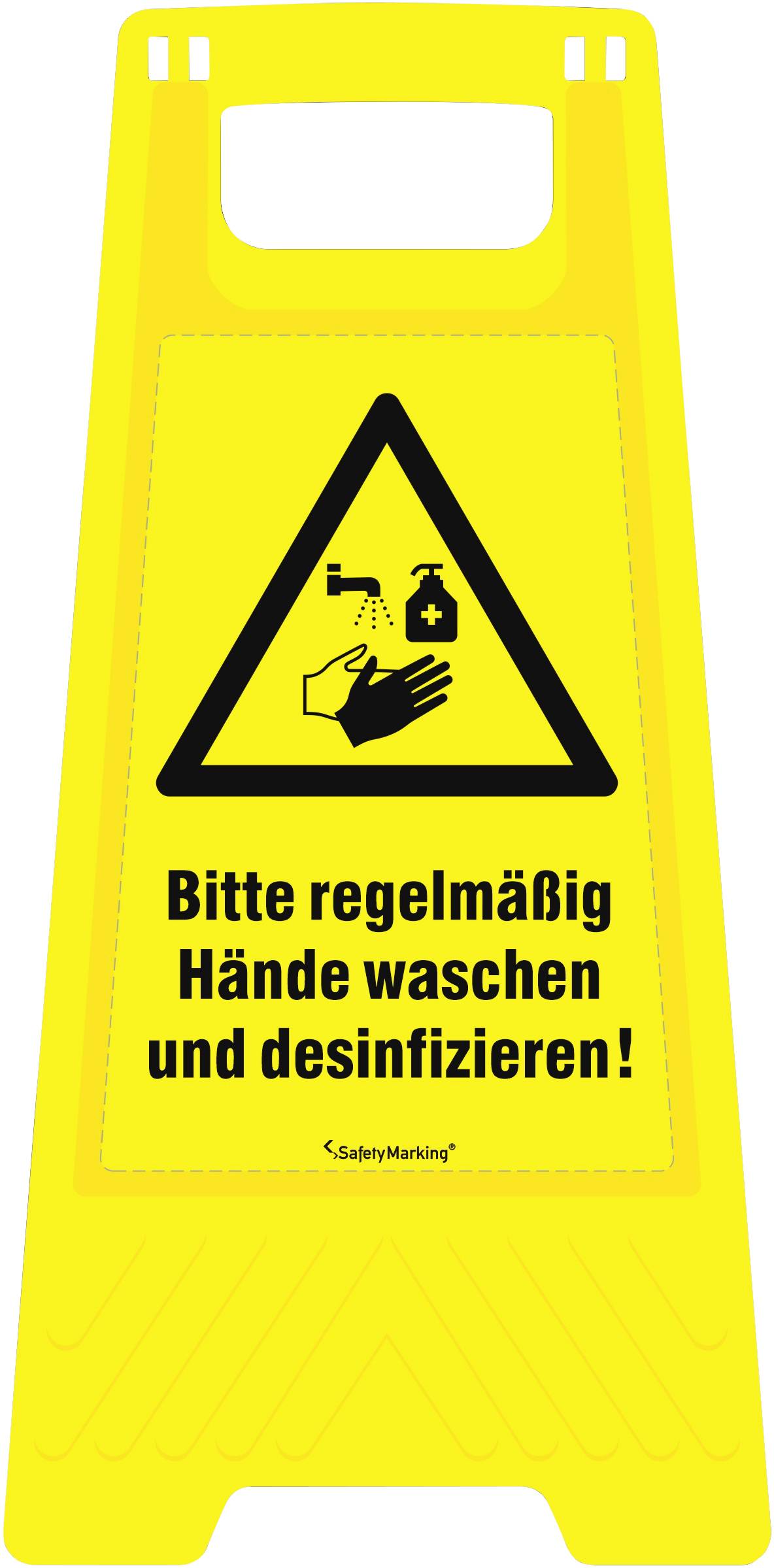 Active Workplace Bitte Hände desinfizieren! 90.9480_12 Warnaufsteller Hygiene und Abstand 1St.
