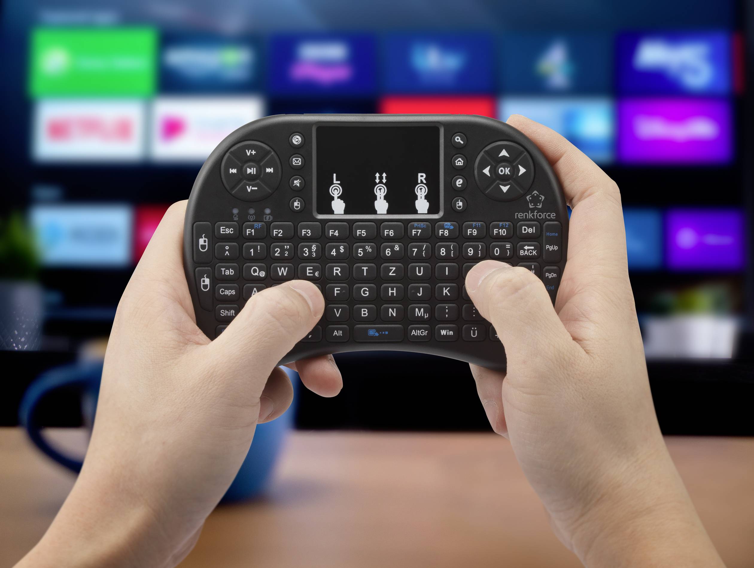 Renkforce RF-MWK-100 Funk Tastatur Deutsch, QWERTZ Schwarz Integriertes Touchpad