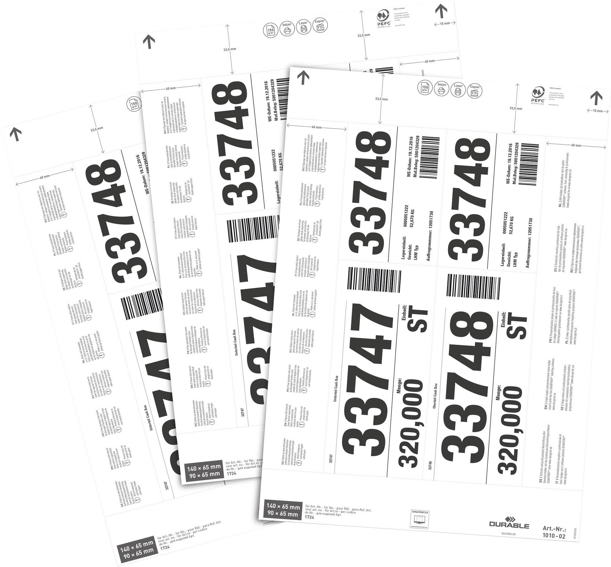 Einsteckschilderbogen (B x H) 140 mm x 65 mm 80 St.