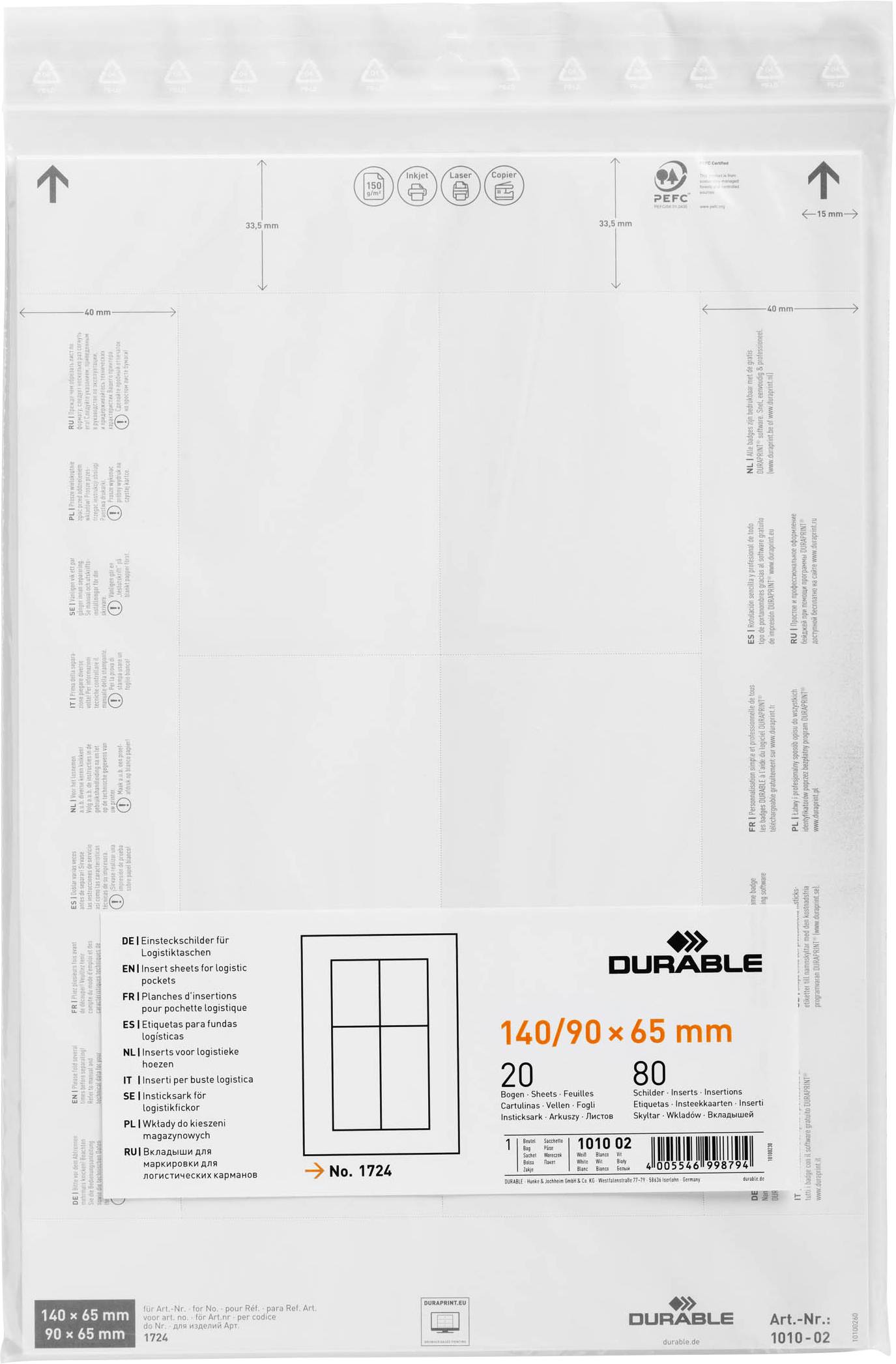 Einsteckschilderbogen (B x H) 140 mm x 65 mm 80 St.