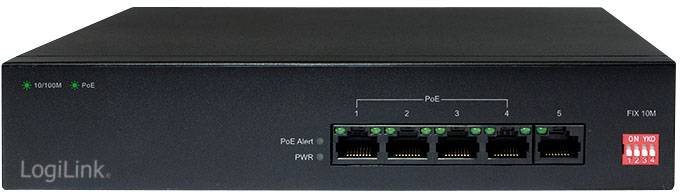 LogiLink NS0098 Netzwerk Switch 10 / 100MBit/s IEEE 802.3at (25.5 W), IEEE 802.3af (12.95 W)