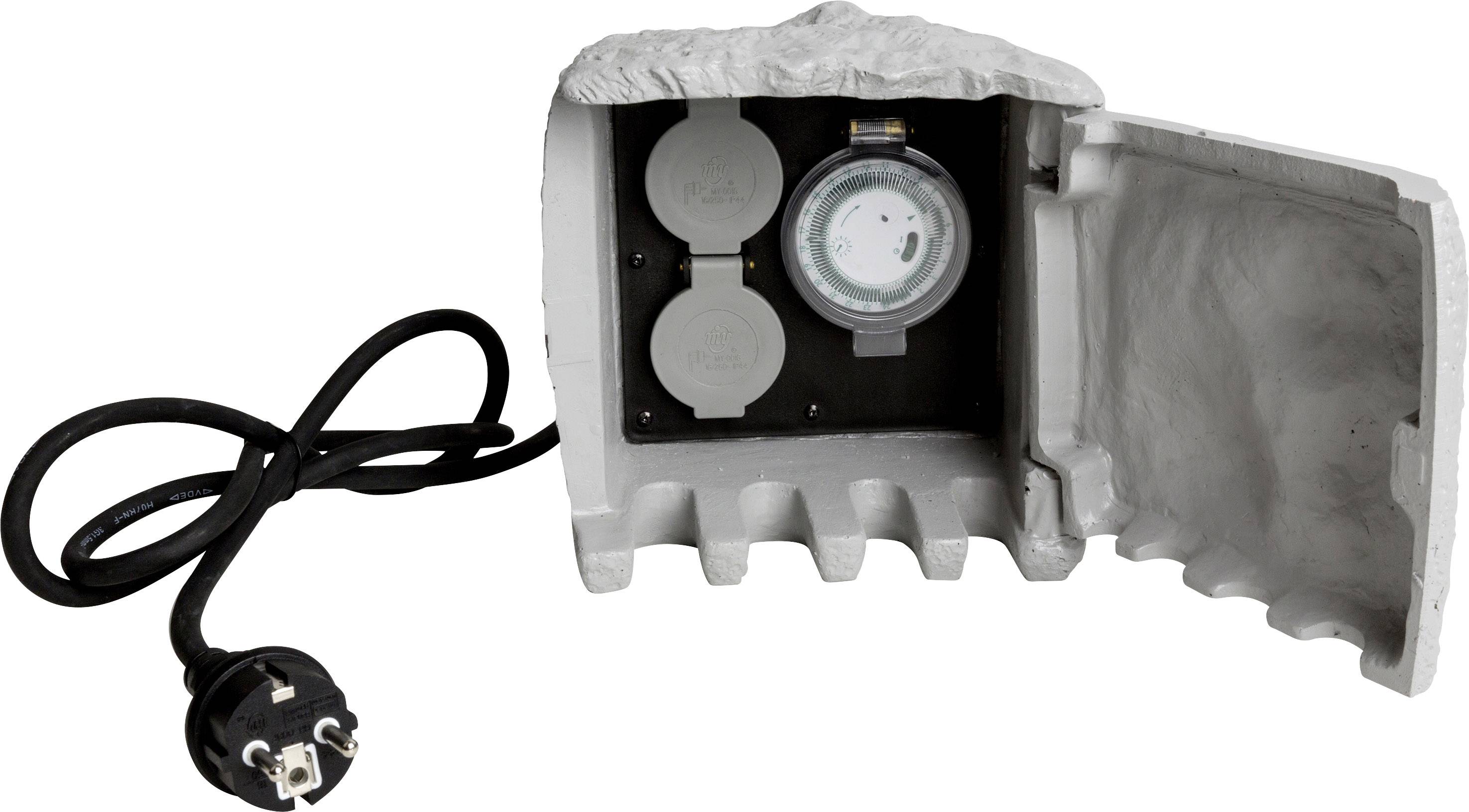 Heitronic 35115 Verteilerbox Grau mit Timer