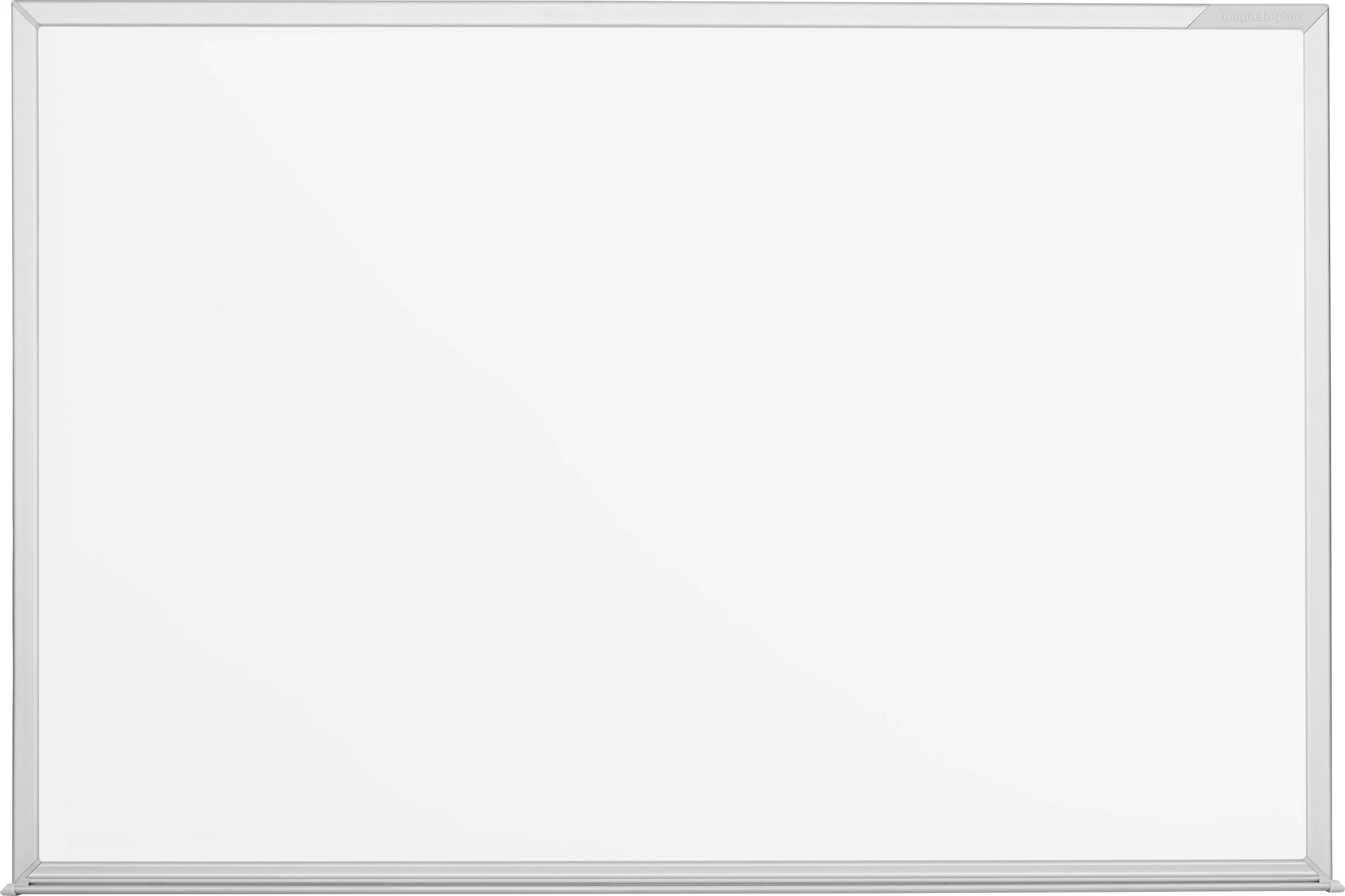 Leeres Whiteboard mit silbernem Rahmen, leer gezeigt und bereit zum Schreiben oder zur Anzeige.