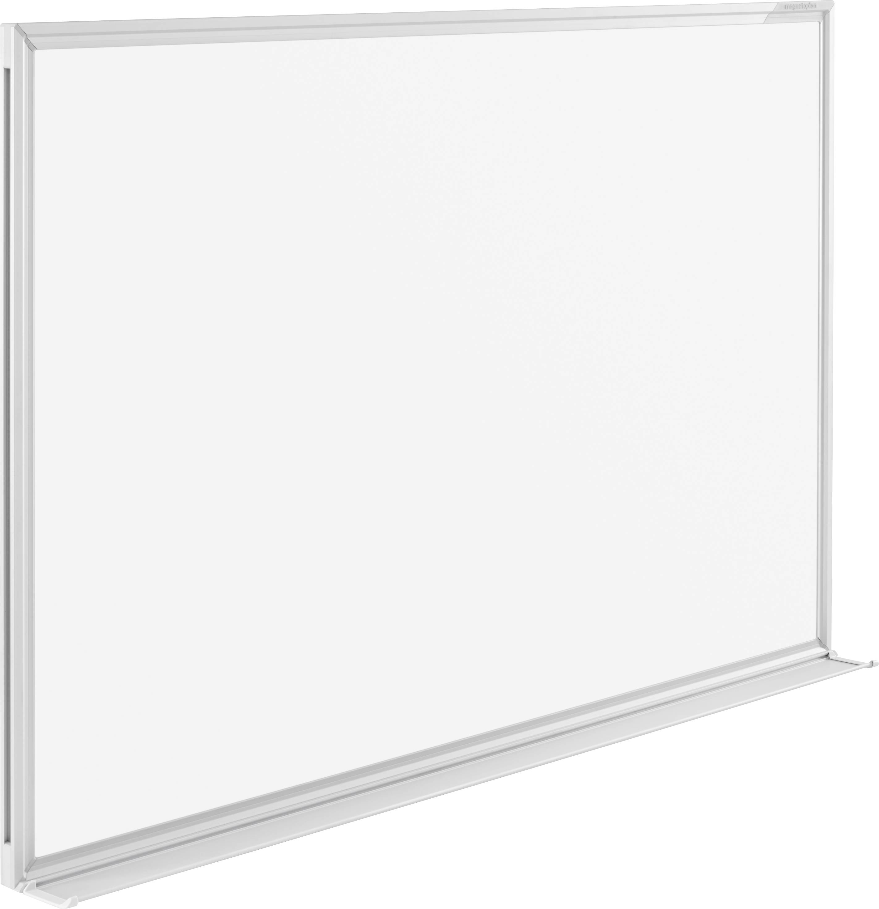 Weiße, rechteckige Projektionsleinwand in einem schlichten Rahmen. Ideal für Präsentationen oder Filme.
