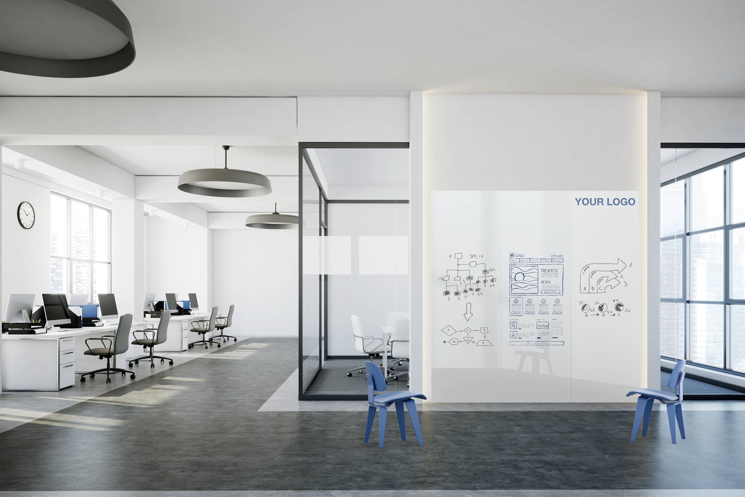 Magnetoplan Whiteboard Infinity Wall X (B x H) 980mm x 1980mm Weiß emailliert rahmenlos